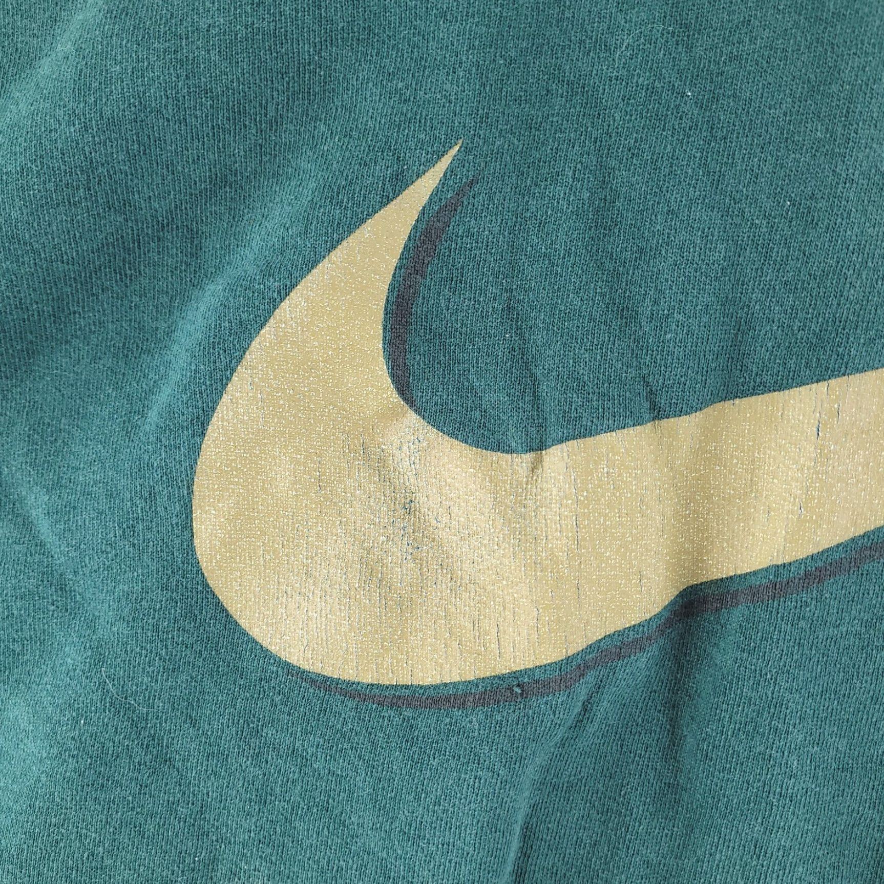 Nike VINTAGE Nike Hoodie Men's L Green Center Swoosh Made in USA FADE WORN BAGGY FIT 90s Pullover Hooded with Pockets Regular Sweatshirt Size US L / EU 52-54 / 3 - 2 Thumbnail
