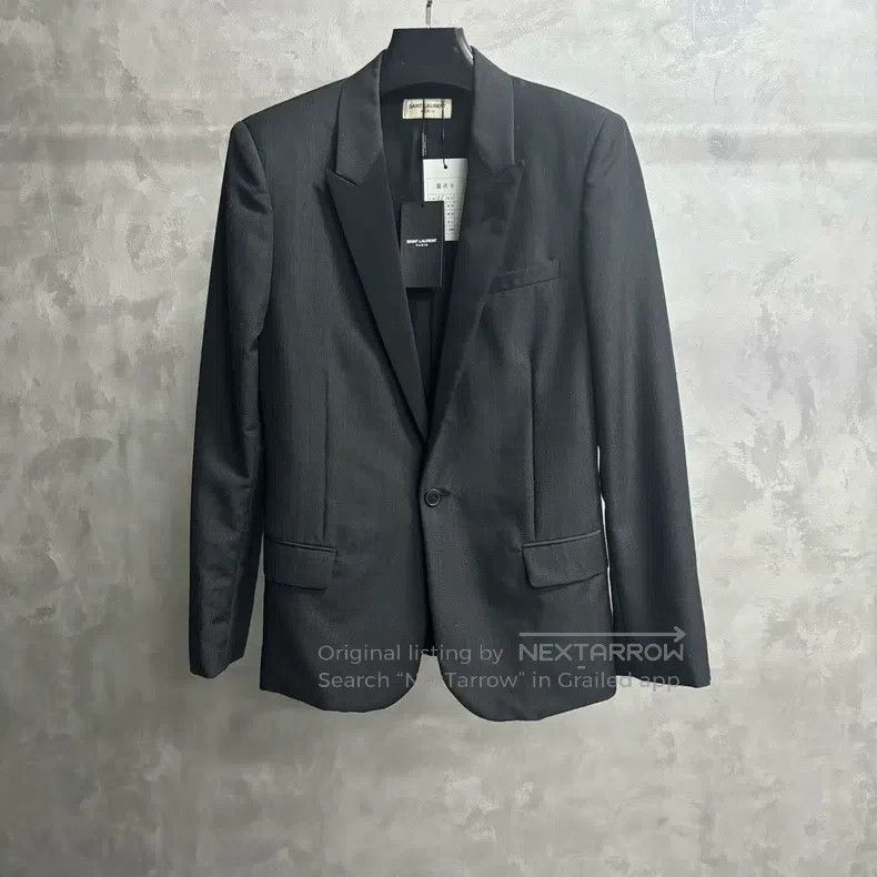 Saint Laurent Paris Saint Laurent Paris Gray Solid Notched Lapel Long Sleeve J Size US M / EU 48-50 / 2 - 1 Thumbnail