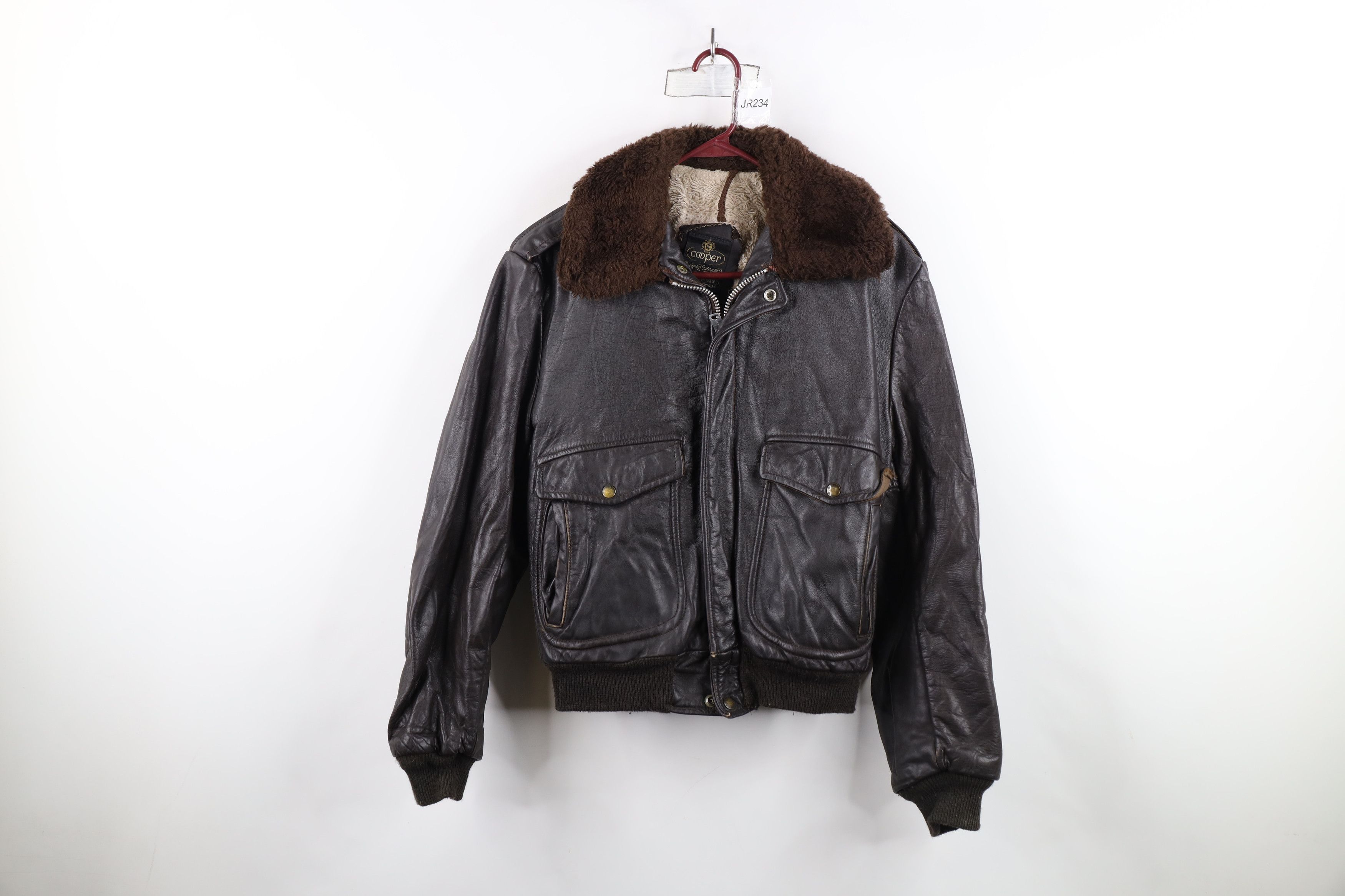 Cooper × Vintage Vintage 60s 70s Cooper Leather Flight Bomber Jacket USA Size US L / EU 52-54 / 3 - 1 Thumbnail