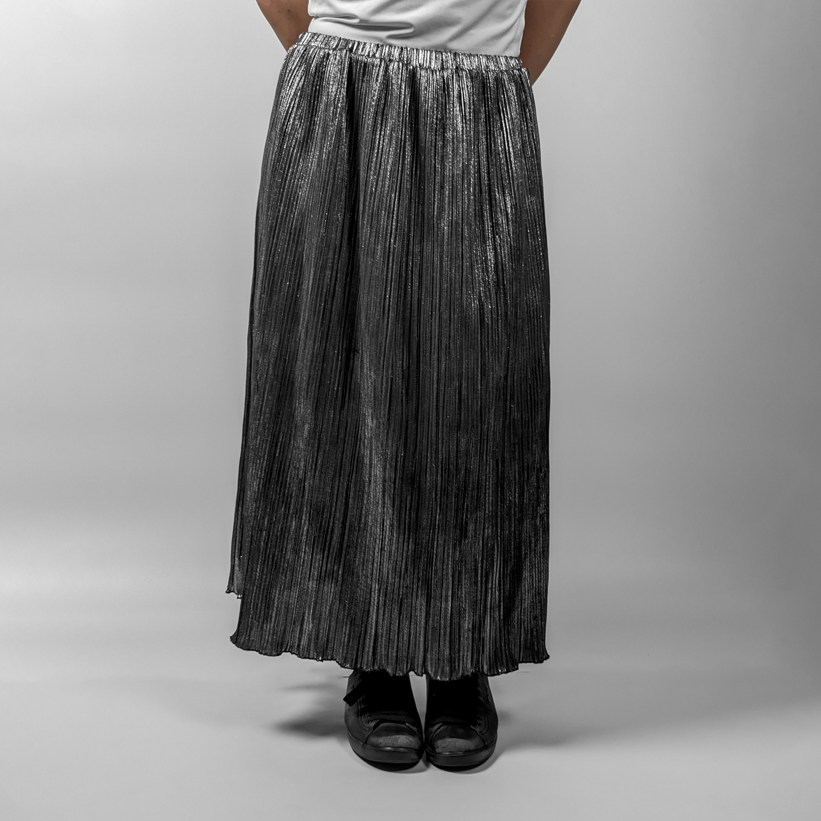 Diesel Diesel Pleated Y2K Silver Metallic Maxi Long Skirt Size 34" / US 12 / IT 48 - 6 Thumbnail