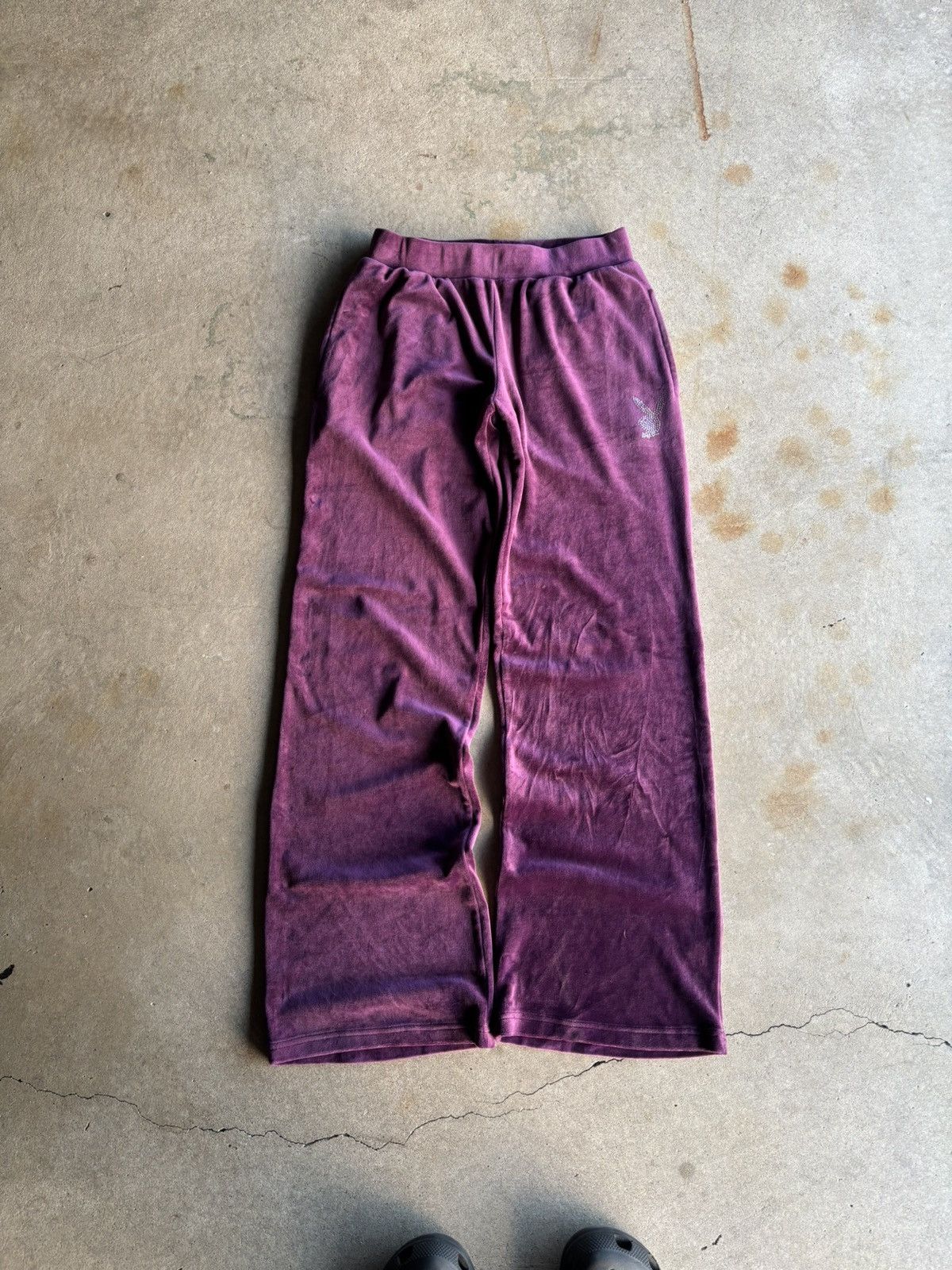 Playboy Crazy Playboy Velvet Womens Baggy Lounge Pants Size 28" / US 6 / IT 42 - 2 Thumbnail