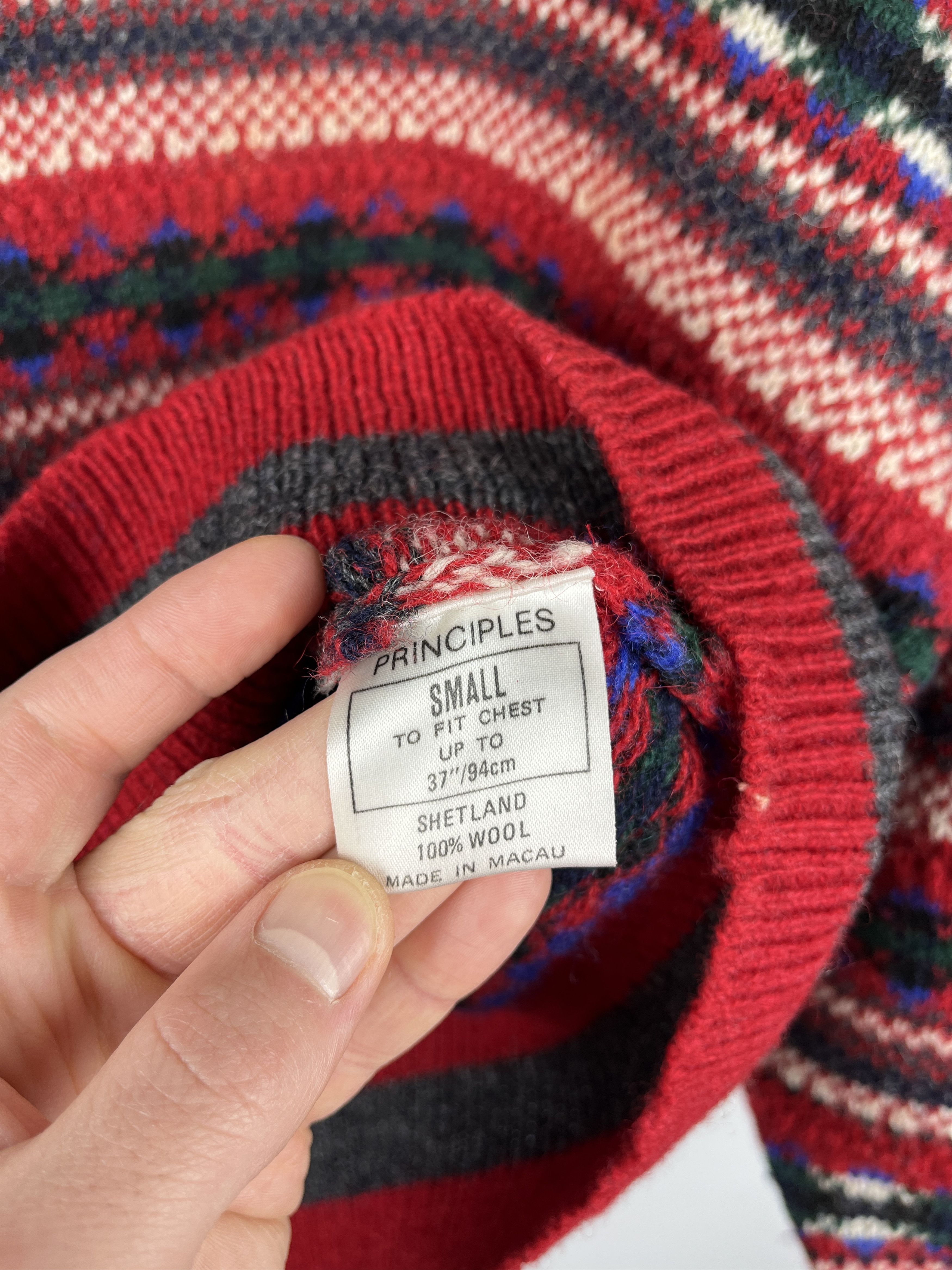 Vintage Vintage Principles Shetland Wool Isle Shawl Sweater Jumper Size US S / EU 44-46 / 1 - 9 Thumbnail