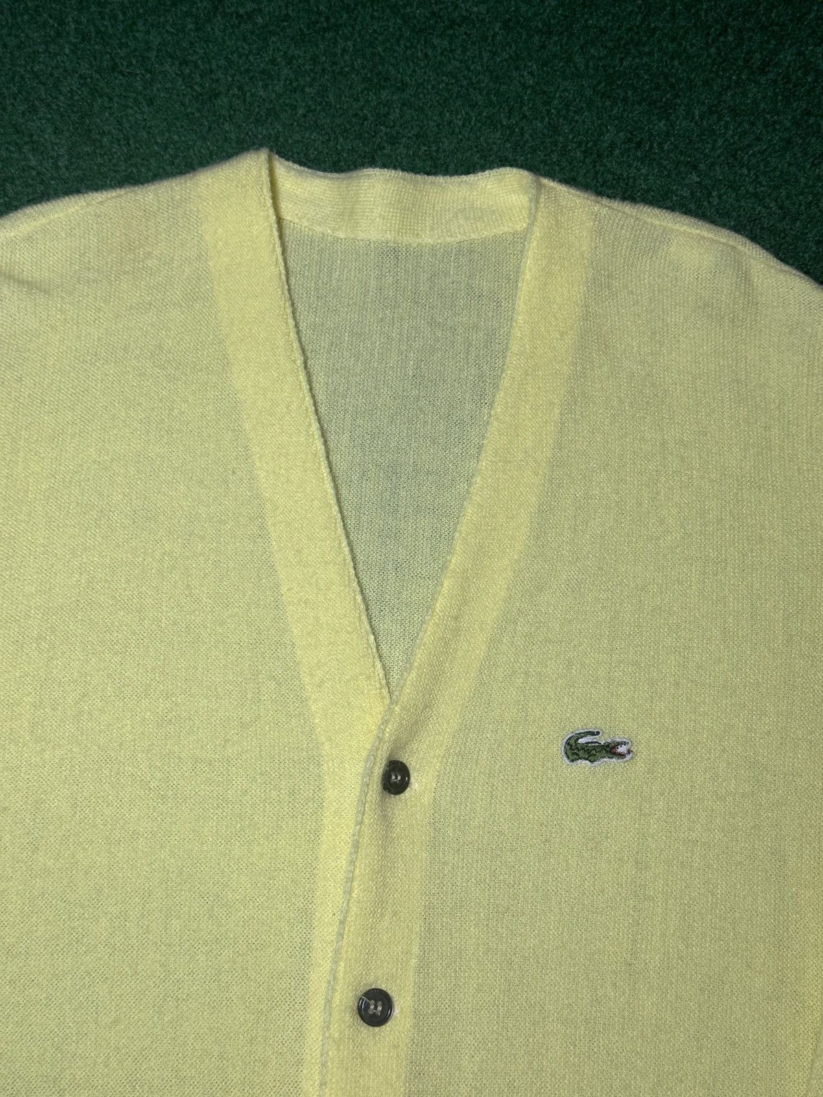 Lacoste Vintage Lacoste Alligator Yellow Pastel Cardigan Sweater Size XL / US 12-14 / IT 48-50 - 2 Thumbnail