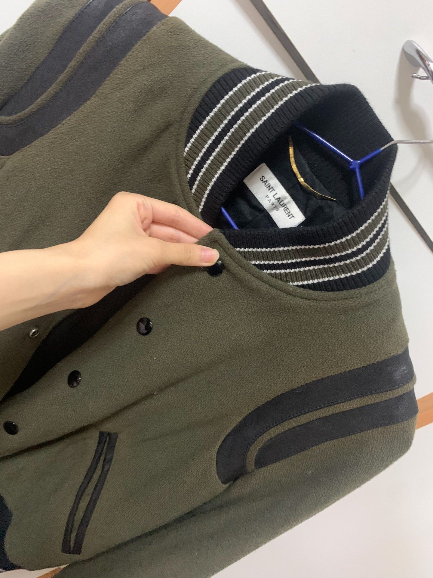 Saint Laurent Paris Saint Laurent Olive Green Baseball Jacket Size XS / US 0-2 / IT 36-38 - 1 Thumbnail