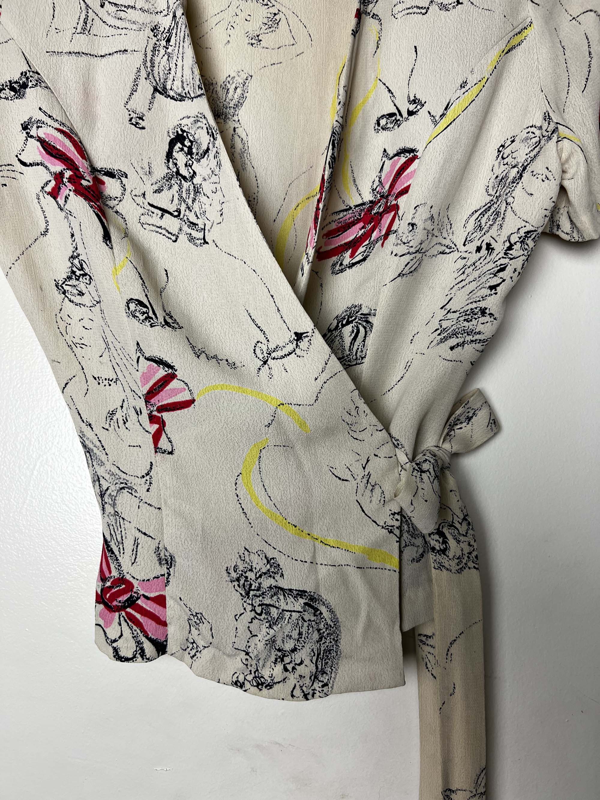 Betsey Johnson Vintage 1970's-1980's Betsy Johnson "Alley Cat" Blouse Size M / US 6-8 / IT 42-44 - 6 Thumbnail