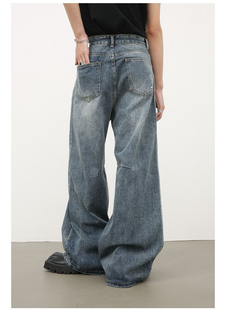 Japanese Brand Retro street washed men's loose straight leg casual jeans Size US 32 / EU 48 - 5 Thumbnail
