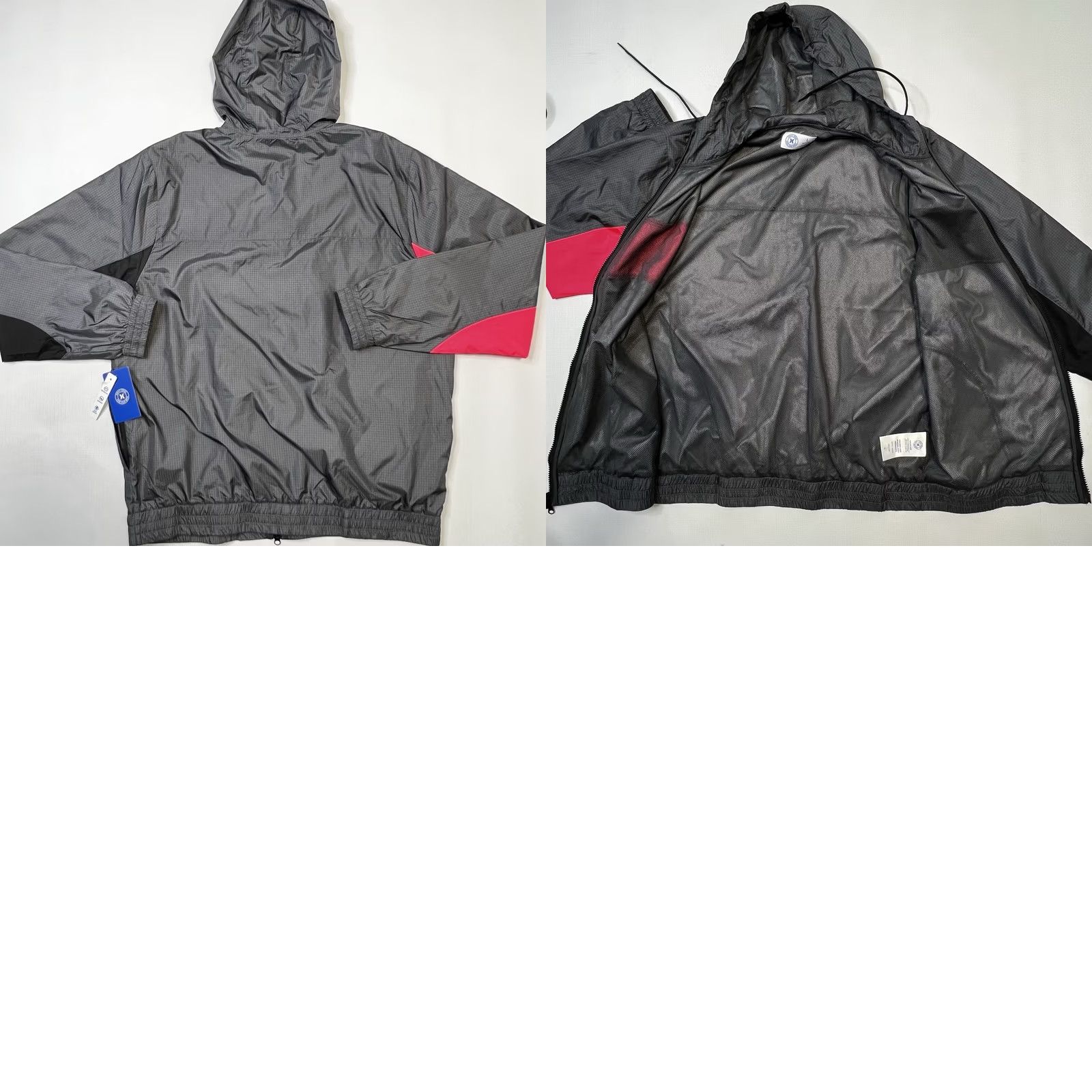 Hurley Hurley Windbreaker Jacket Mens Size L 90s Pink Gray Black Full Zip Hooded Pockets Lightweight New Regular fit Color Blocked Shirt/Coat? Size US L / EU 52-54 / 3 - 9 Thumbnail