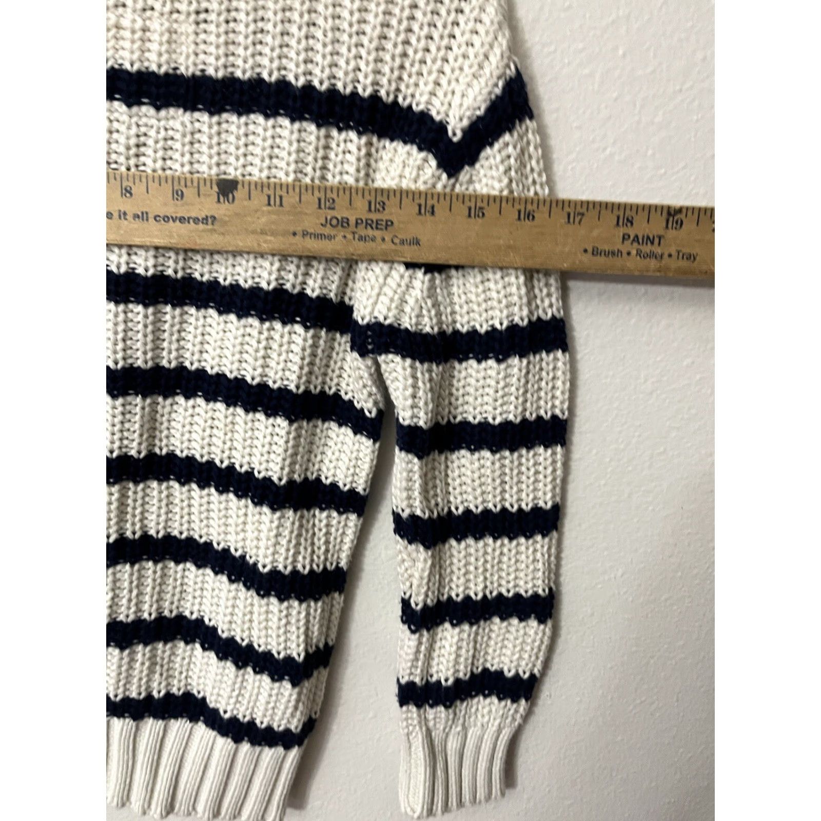 Vintage VINTAGE Aerie Womens Sweater Cardigan Knit Chunky Blue Striped Crew Neck Casual, 100% Cotton, All Seasons, Small Women Size S / US 4 / IT 40 - 5 Thumbnail