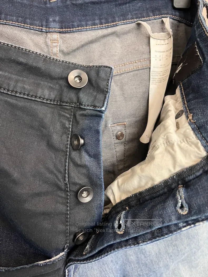 Rick Owens RICK OWENS Waxed coated patchwork denim cropped pants Size US 33 - 5 Thumbnail