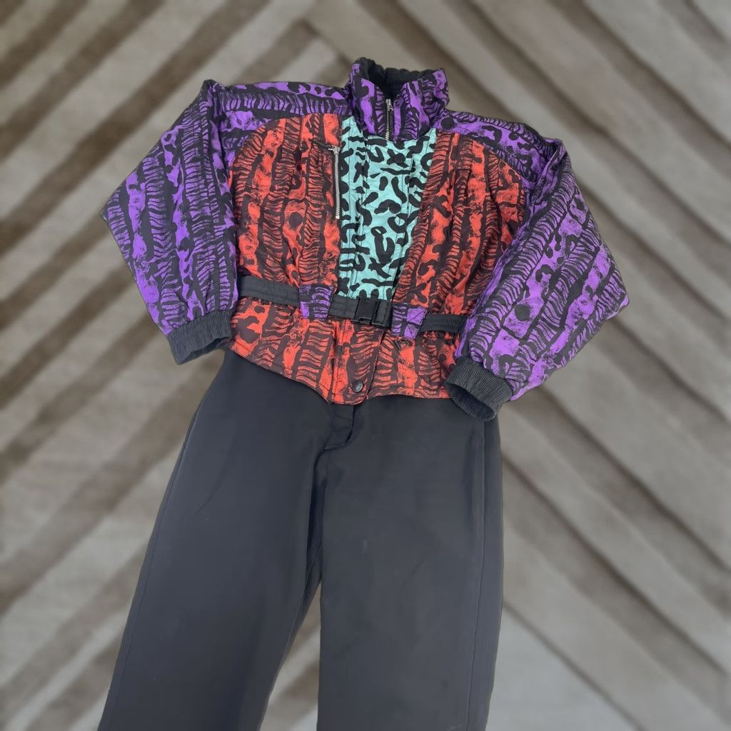 Obermeyer Obermeyer Women 14 Ski Snow Suit Jacket Print Shoulder Pads Vintage Geometric Snowsuit Size XL / US 12-14 / IT 48-50 - 1 Thumbnail