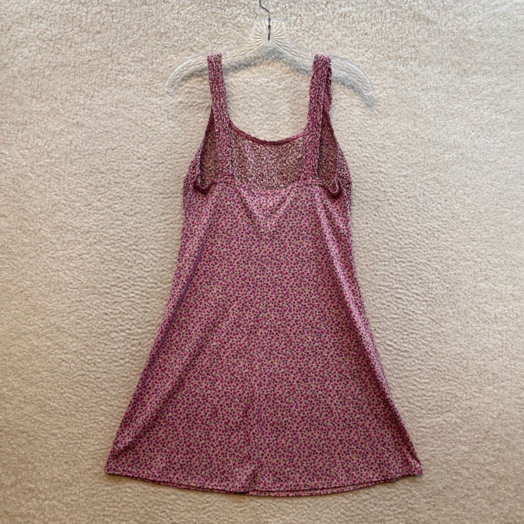 Pinko VINTAGE 90s Y2K Mini Dress M Pink Ditsy Floral Coquette Fairy Cottagecore Up Front Grunge Casual Womens Size M / US 6-8 / IT 42-44 - 2 Thumbnail