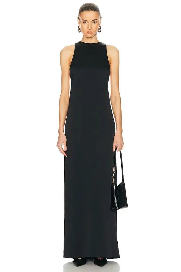 Saint Laurent Paris o1bcso1str1125 Back Tie Dress In Satin Crepe in Black Size XS / US 0-2 / IT 36-38 - 3 Thumbnail