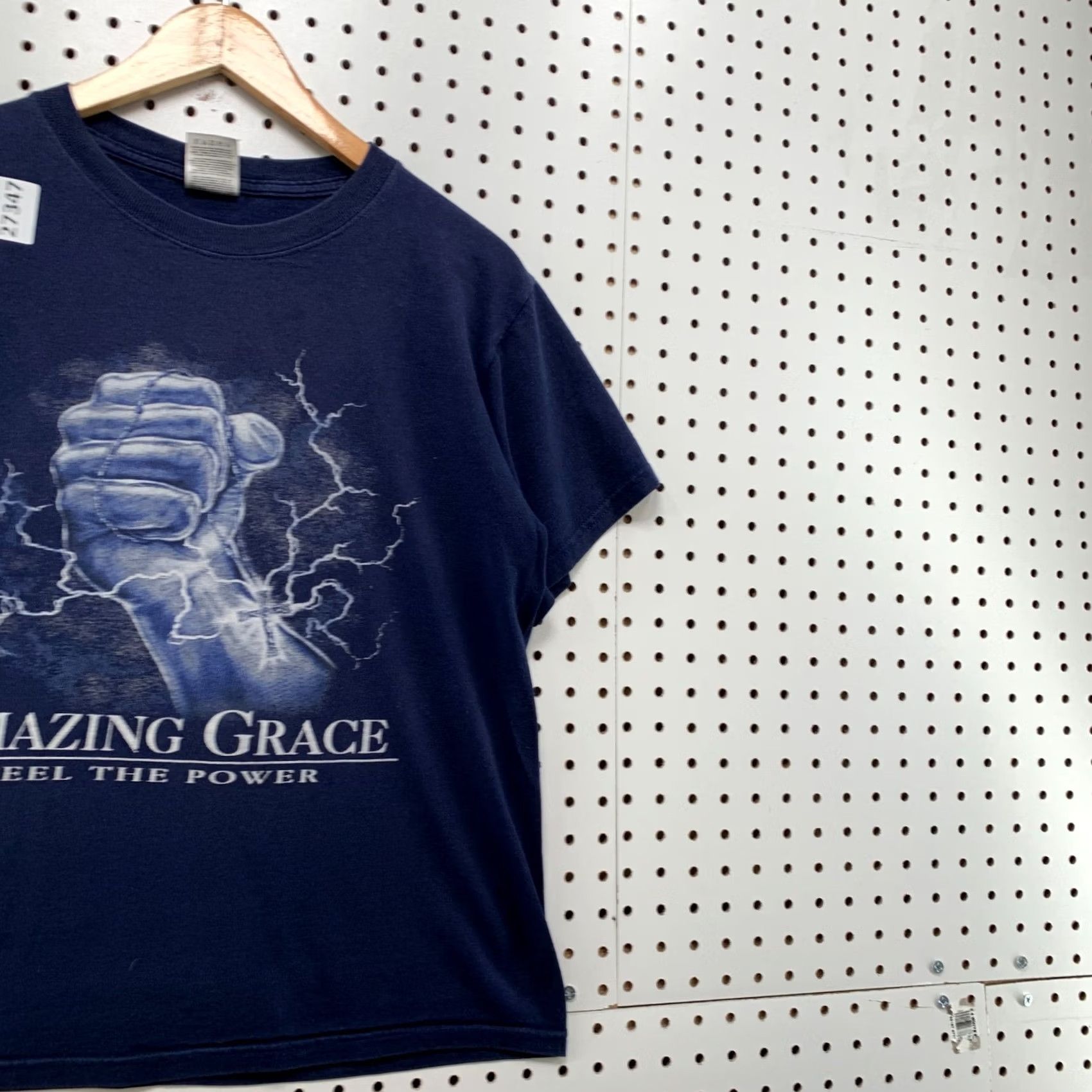 Fruit Of The Loom VINTAGE Amazing Grace Fell The Power Shirt bLue Lighting Fist Mens Small Shirt Size US S / EU 44-46 / 1 - 5 Thumbnail