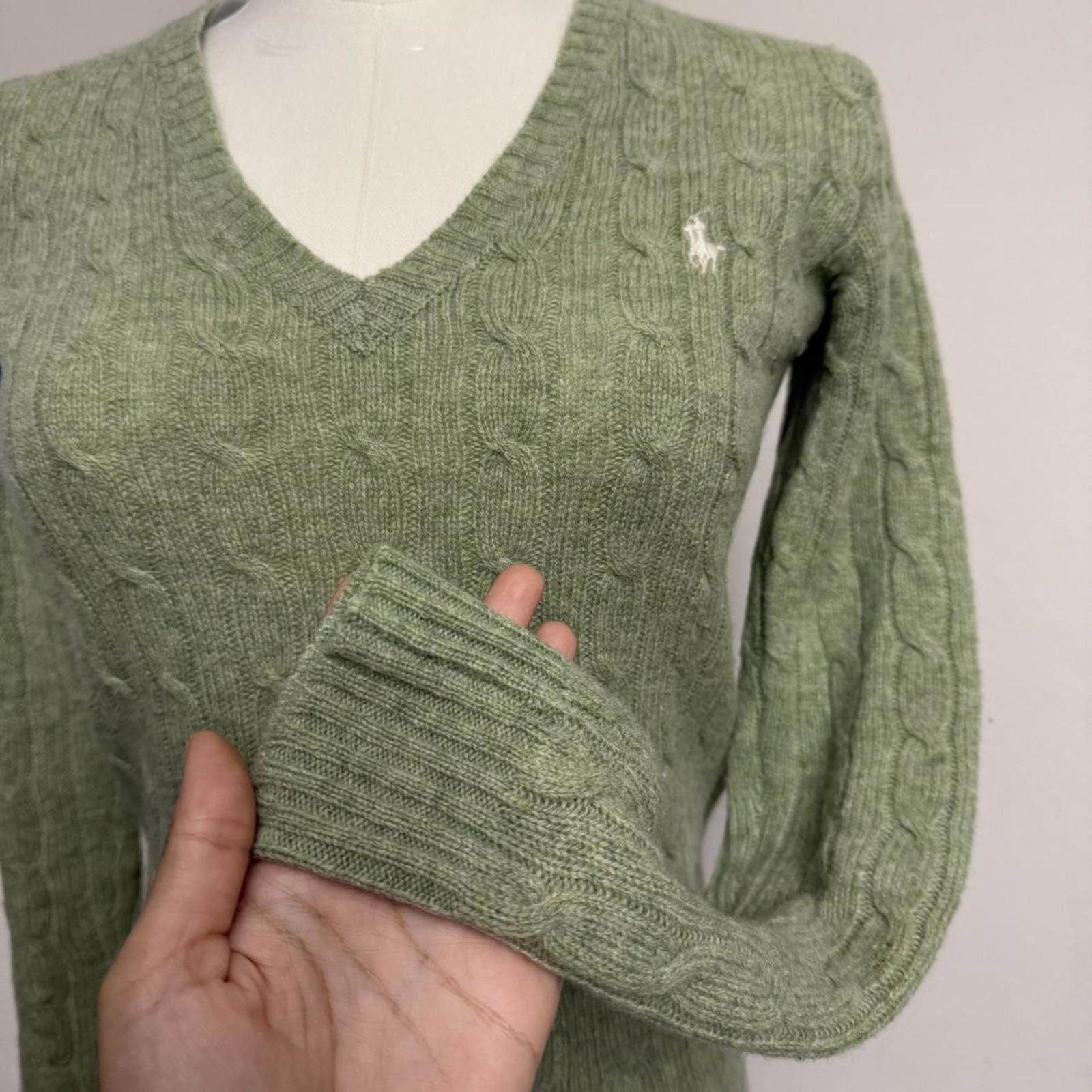 Polo Ralph Lauren V neck polo sage green preppy wool longsleeve sweater sz Xs Size XS / US 0-2 / IT 36-38 - 5 Thumbnail