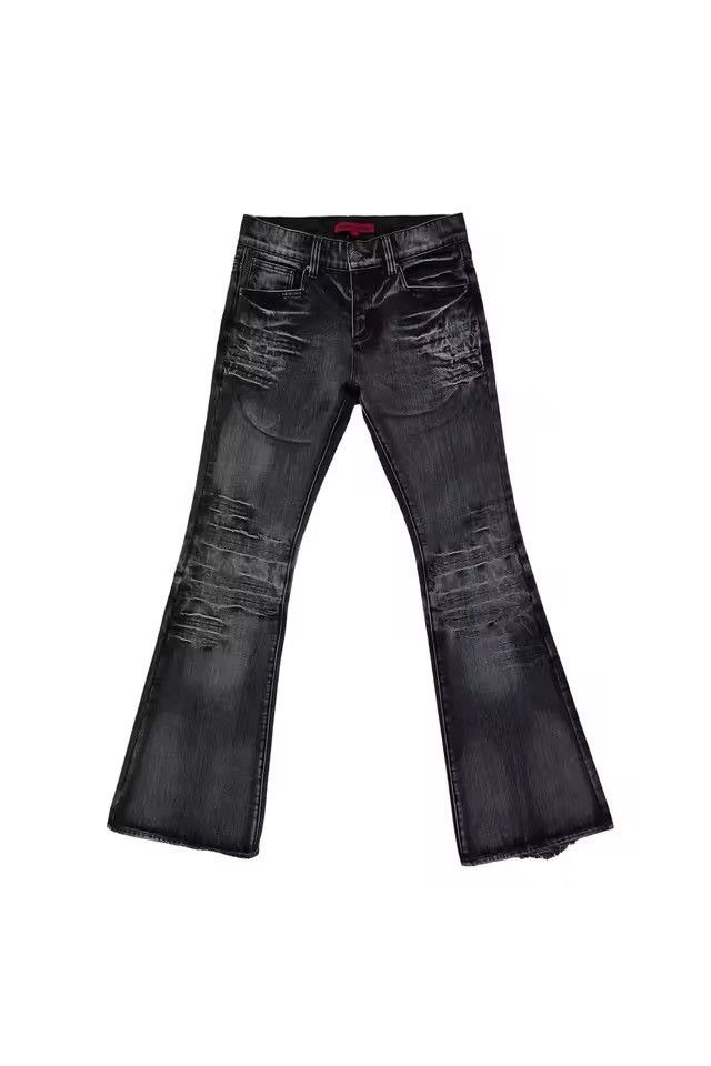 Other Washed Black Bootcut Y2k Flared Retro Distressed Jeans Size US 37 - 7 Thumbnail