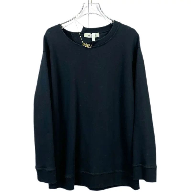 Valentino Valentino Black Cotton Short Sleeve Sweatshirt 0089 Size L / US 10 / IT 46 - 1 Thumbnail