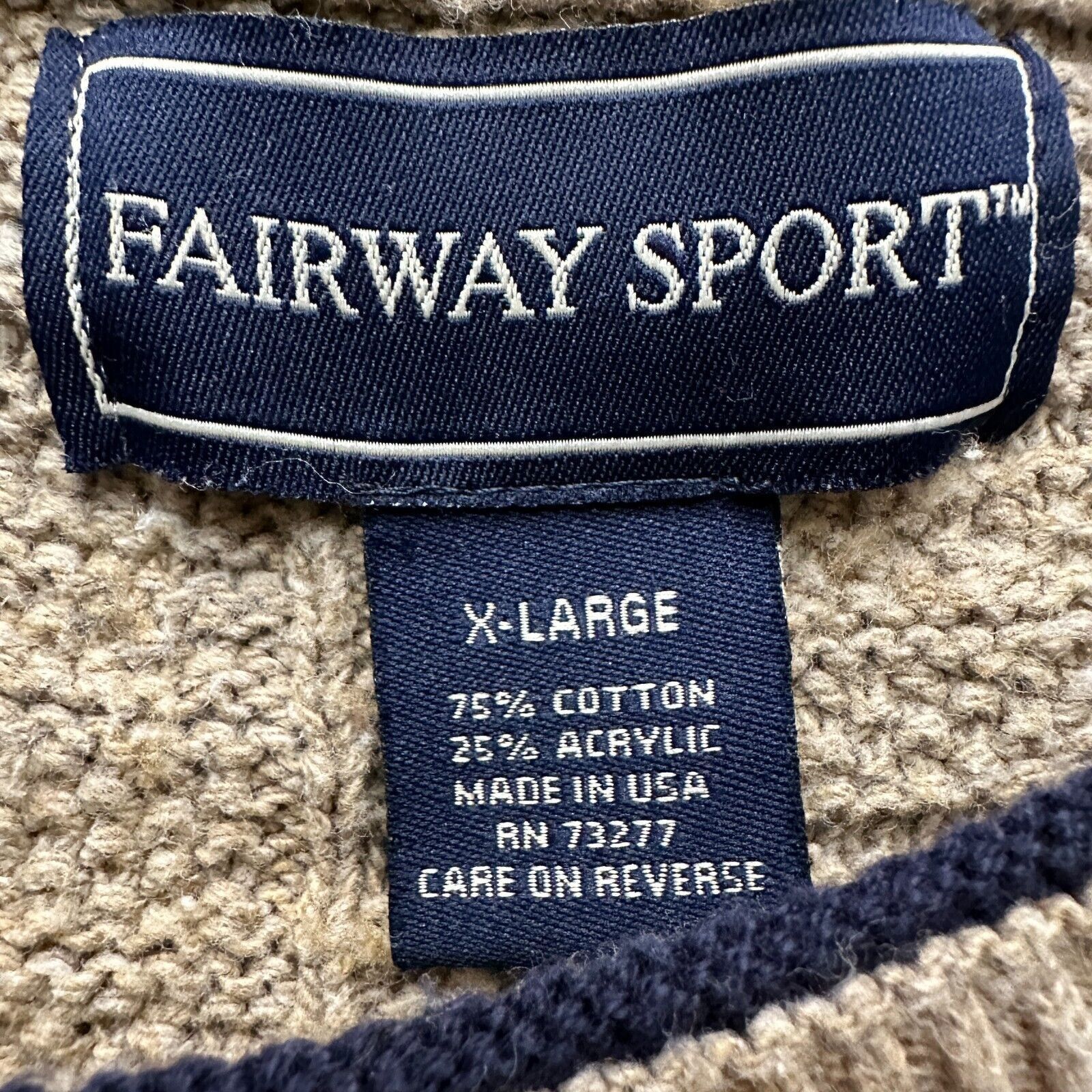 The Unbranded Brand Vintage Fairway Sweater Men's XL Beige Knit Cotton Crew Neck Size US XL / EU 56 / 4 - 6 Thumbnail