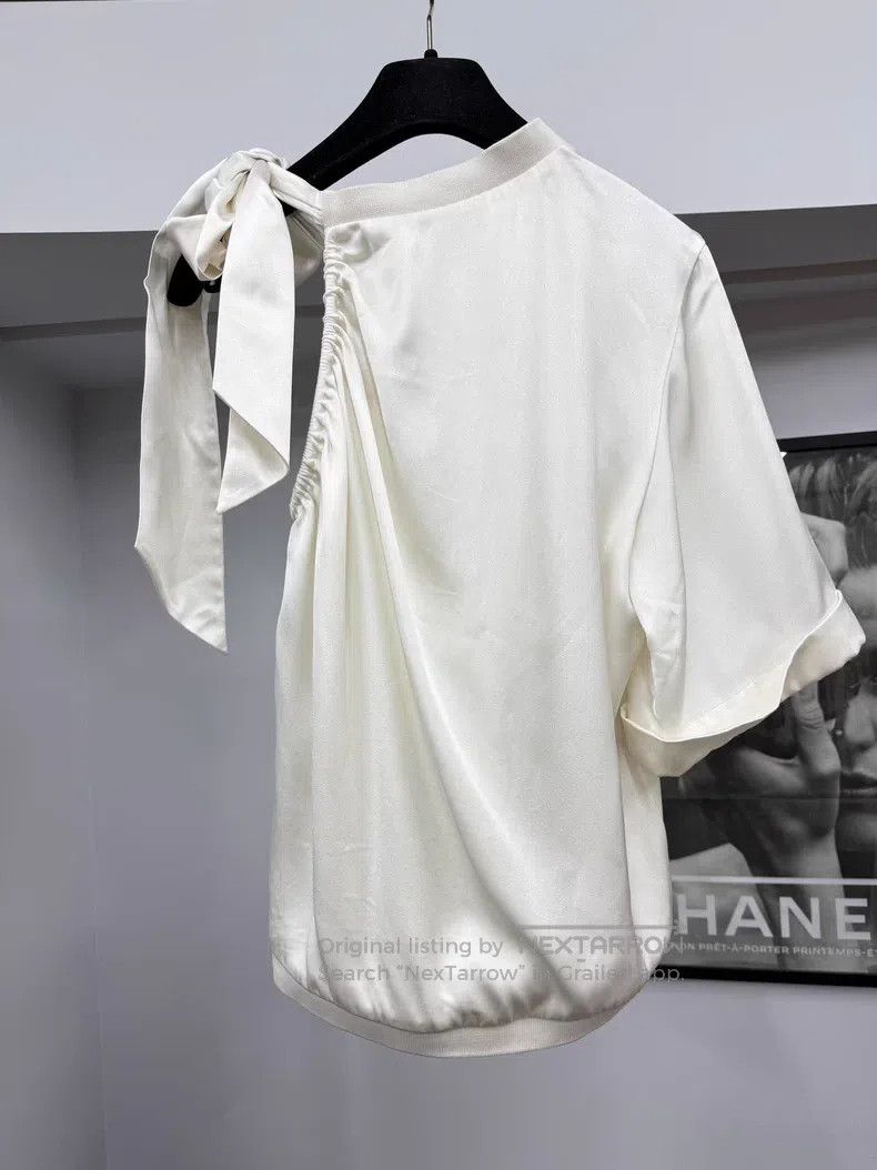 Chanel Chanel 24S white silk satin bow tie off-the-shoulder Size XXS / US 00 / IT 34 - 3 Thumbnail