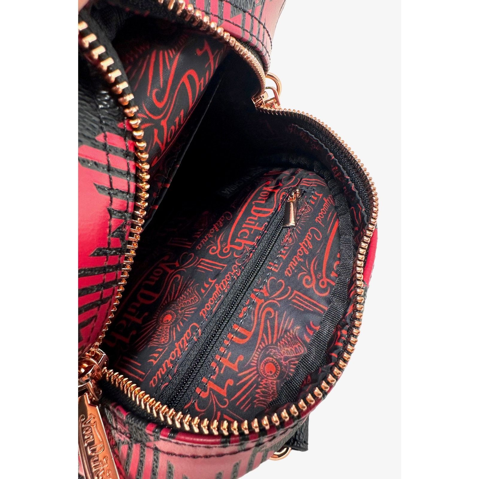 Von Dutch Red & Black Plaid Small Bowling Crossbody Hand Bag