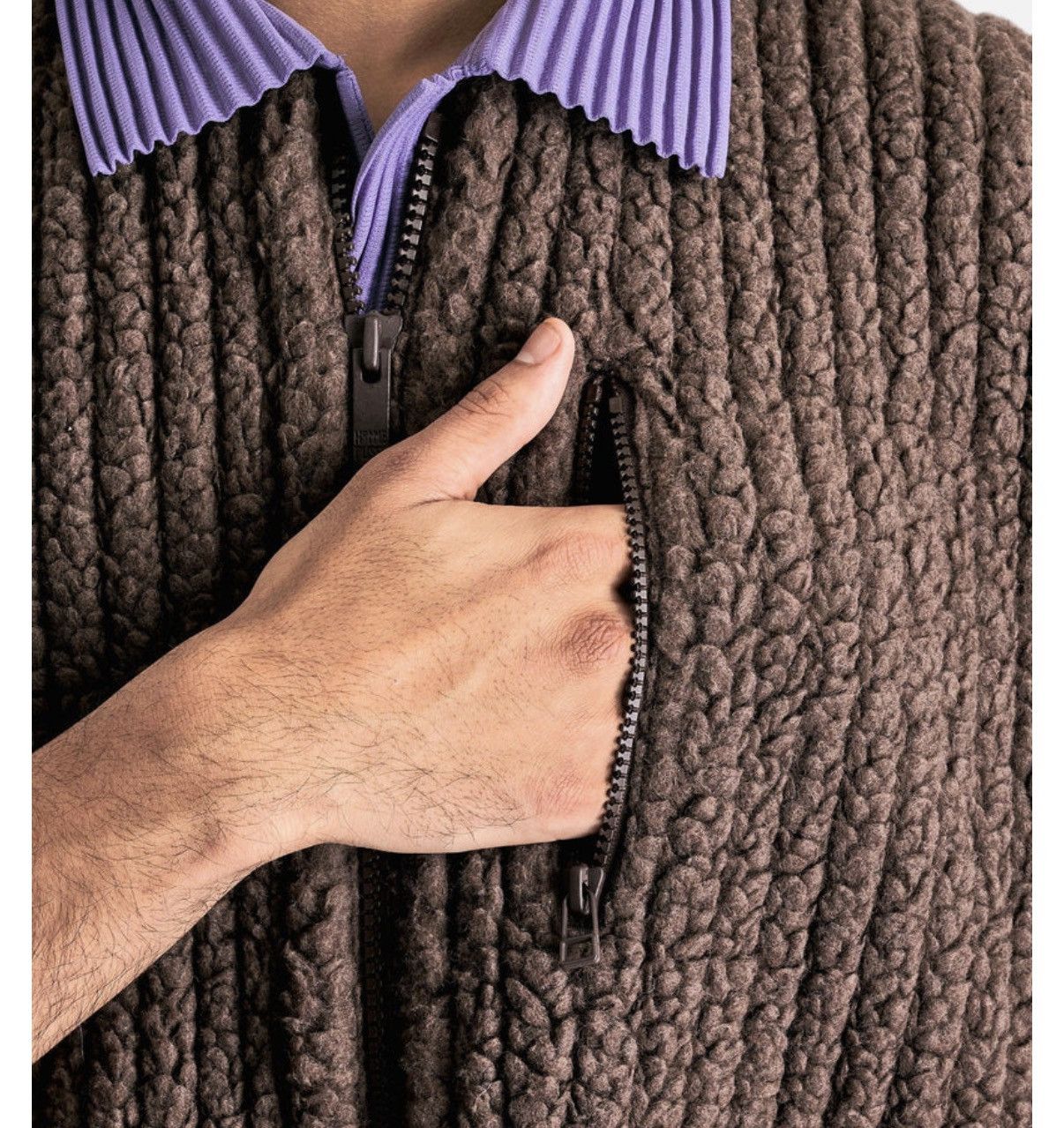 Homme Plisse Issey Miyake HOMME PLISSÉ ISSEY MIYAKE Fleece Pleats Vest in Brown Size US M / EU 48-50 / 2 - 10 Thumbnail