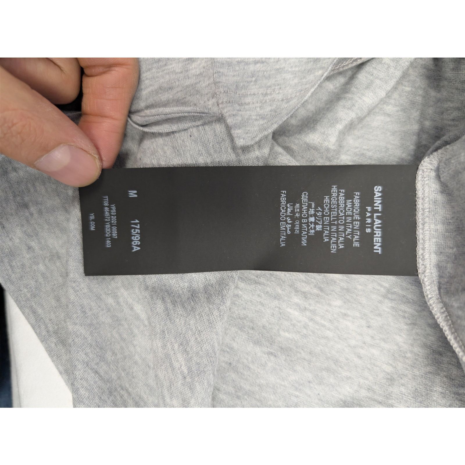 Saint Laurent Paris o1rshd1 Jersey Imprime Saint Laurent T-Shirt in Grey Size US M / EU 48-50 / 2 - 16 Thumbnail