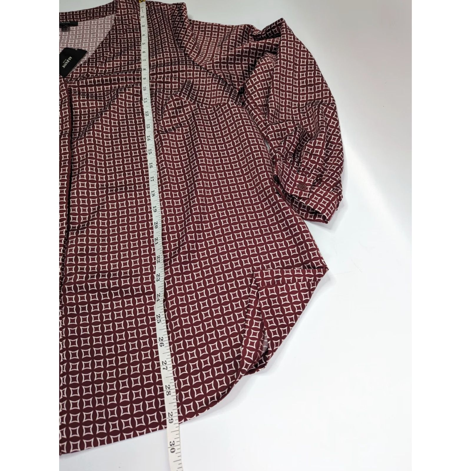 Alfani Alfani Blouse Geometric V-Neck Red 2X Womens Plus Size Size XXL / US 16-18 / IT 52-54 - 4 Thumbnail
