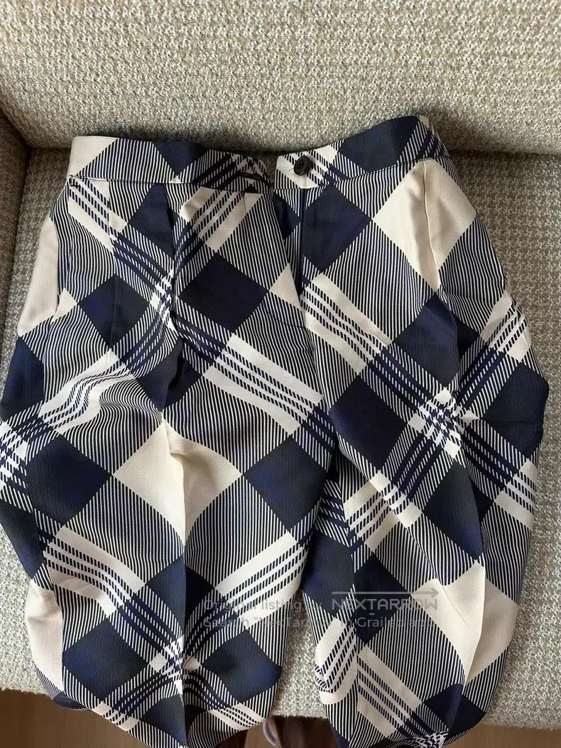 Dries Van Noten Dries Van Noten Navy Plaid Trousers Size 39" - 6 Thumbnail
