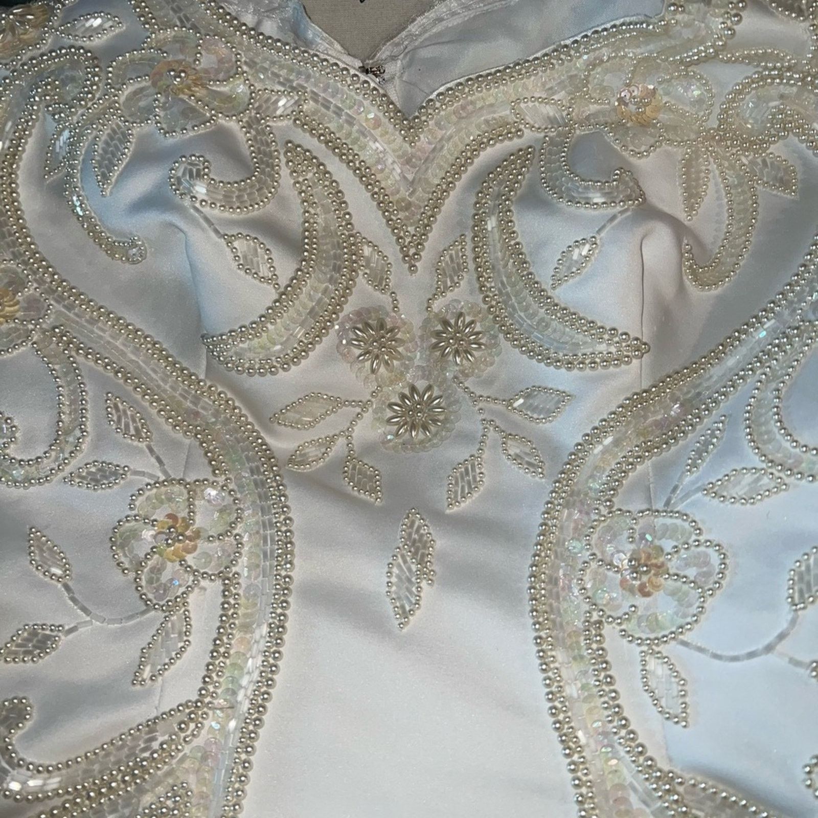 Vintage New Vintage 1980s/90s Forever Yours Beaded Wedding Gown! Size L / US 10 / IT 46 - 11 Thumbnail