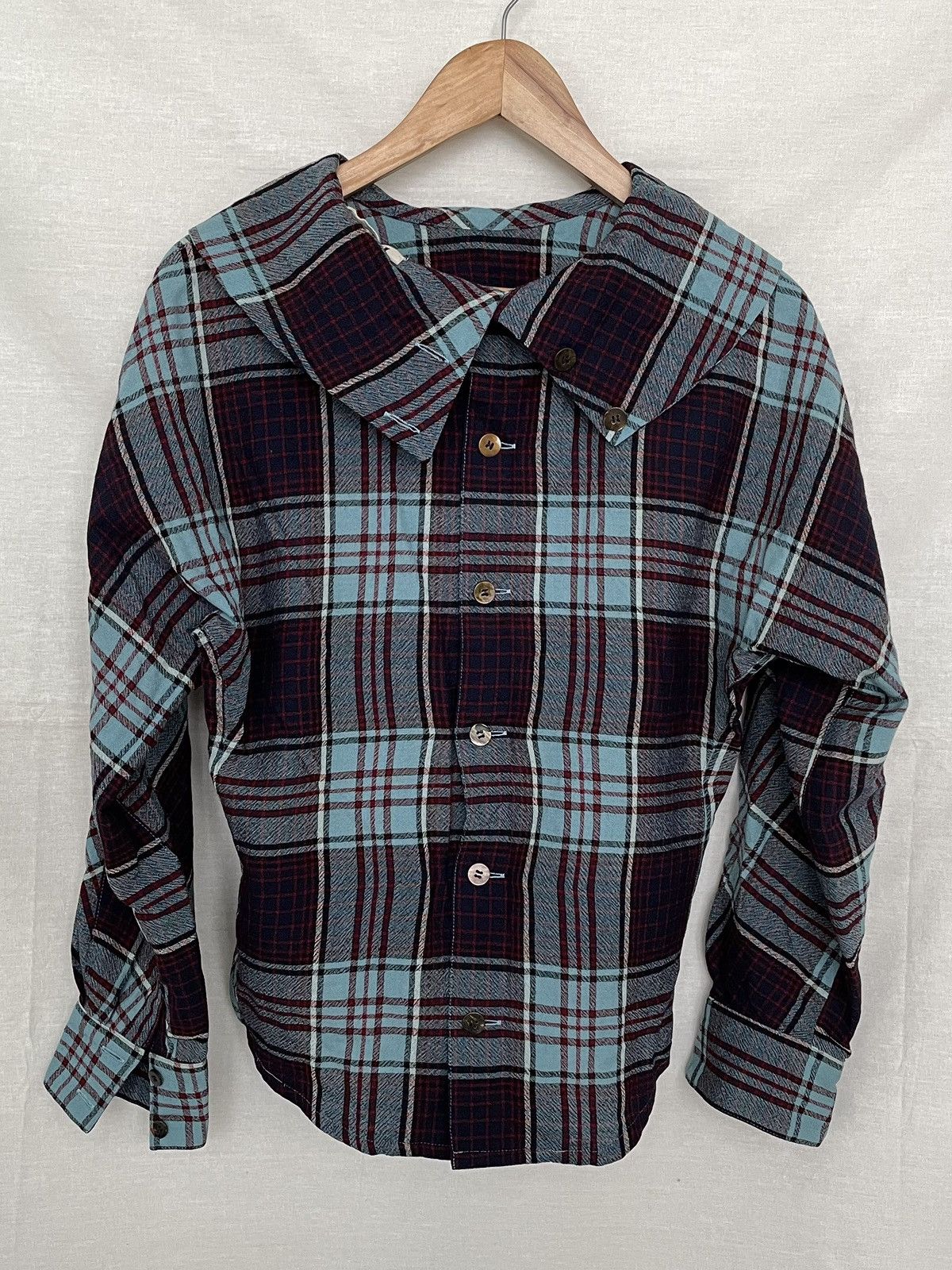 Issey Miyake IS Issey Miyake Sport Archival Clothing Wool Blouse Plaid Size S / US 4 / IT 40 - 2 Thumbnail