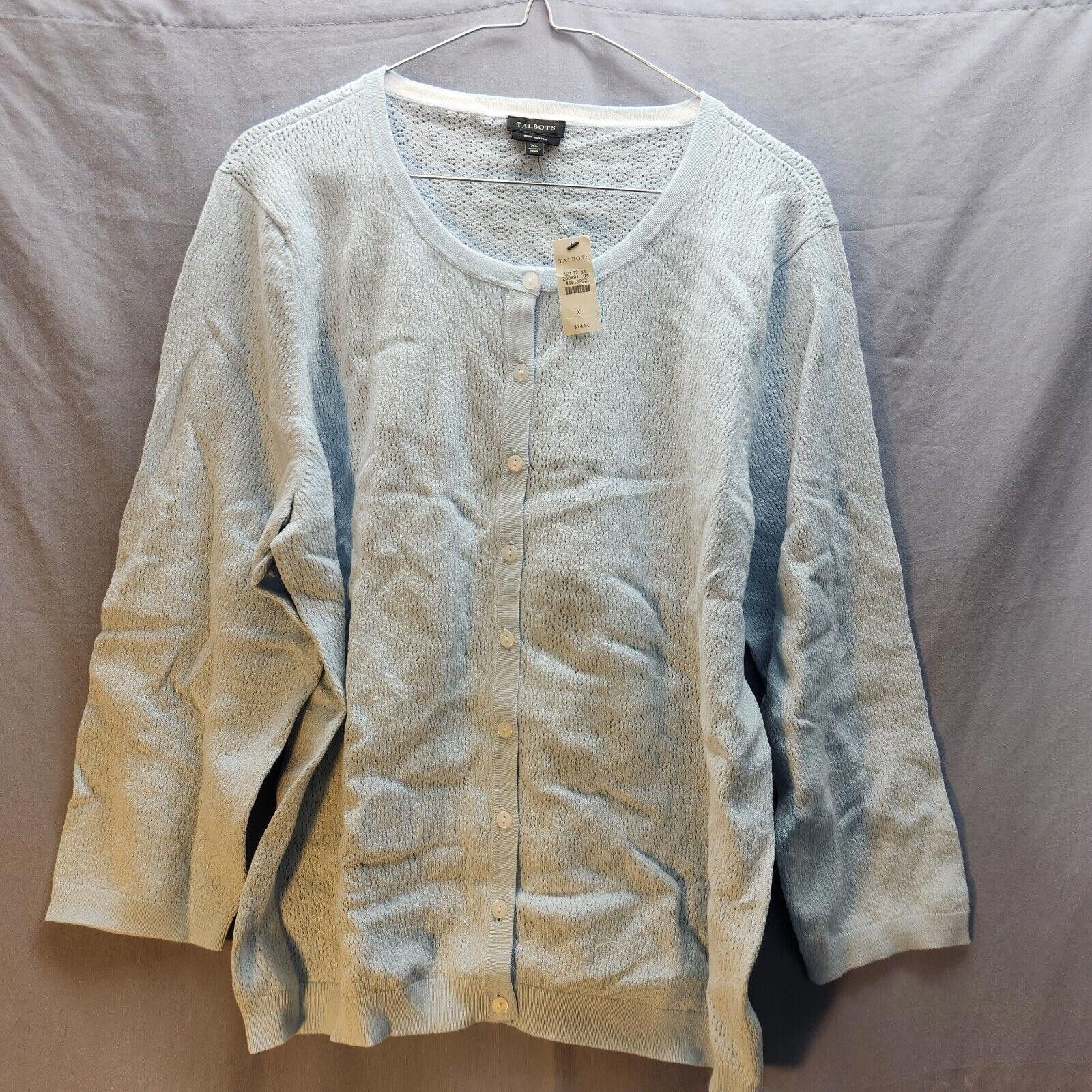Designer New Talbots Pima Cotton Cardigan Light Blue Size XL Size XL / US 12-14 / IT 48-50 - 1 Thumbnail