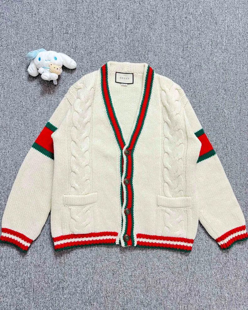 Gucci Gucci White Red Green Knit Cardigan Size US XS / EU 42 / 0 - 1 Thumbnail