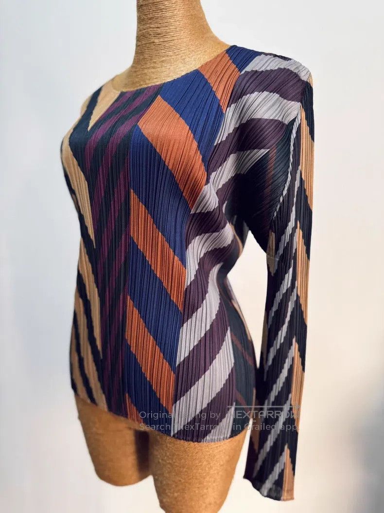 Issey Miyake Issey Miyake Color Block Pleated Stretch Top Size L / US 10 / IT 46 - 5 Thumbnail