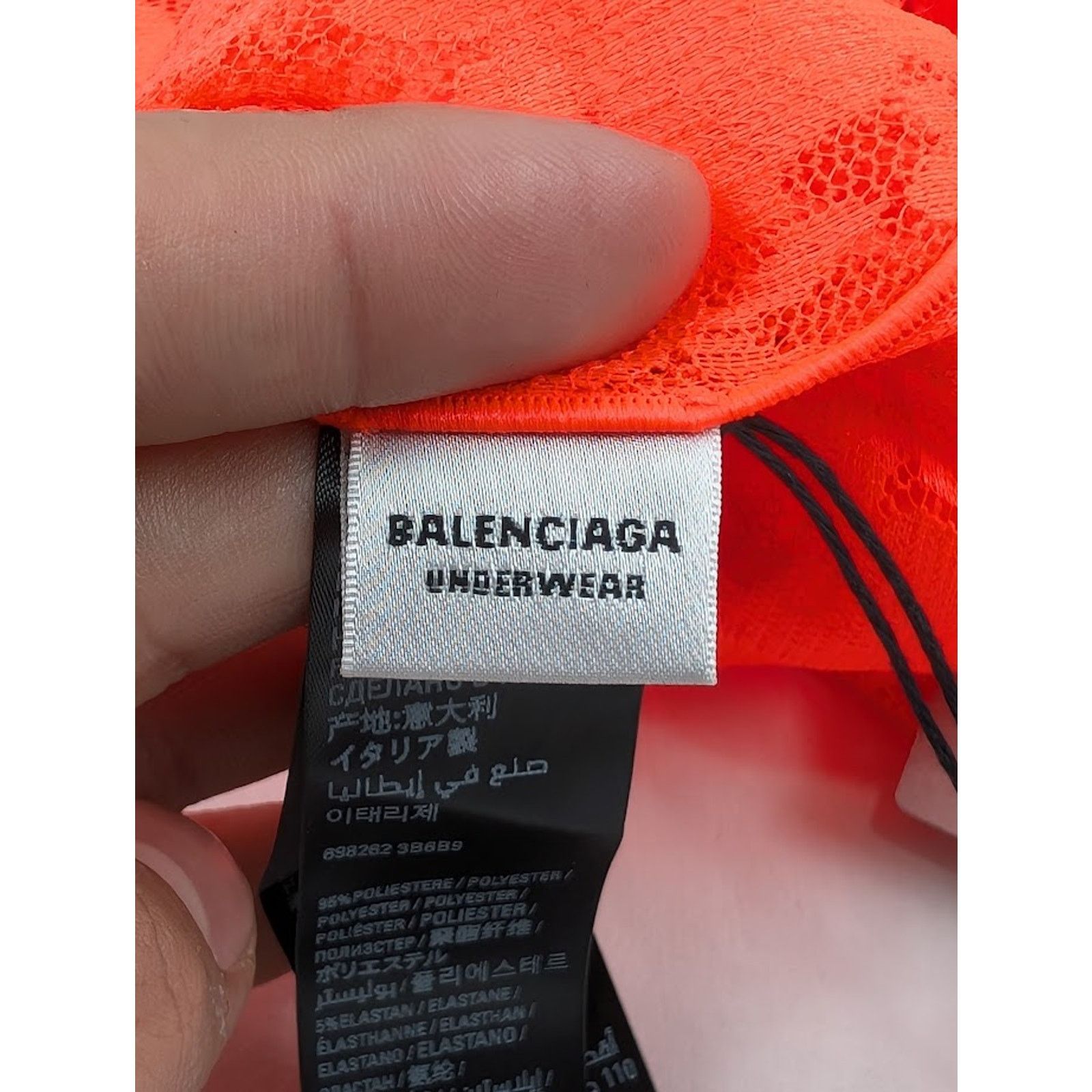 Balenciaga o1rshd1 Stretch Lace Short Dress in Fluo Orange Size L / US 10 / IT 46 - 17 Thumbnail