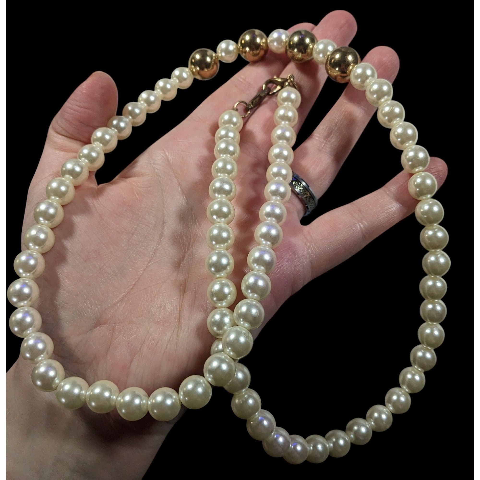 Other Vintage Elegant Glam Faux Pearl Necklace With Gold Tone Acce Size ONE SIZE - 2 Thumbnail