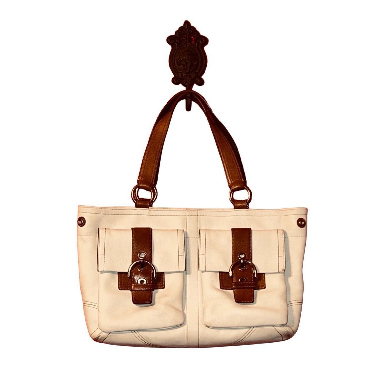 Coach Coach Cream Leather Large Shoulder Bag Soho Double Front Poc Size ONE SIZE - 1 Thumbnail