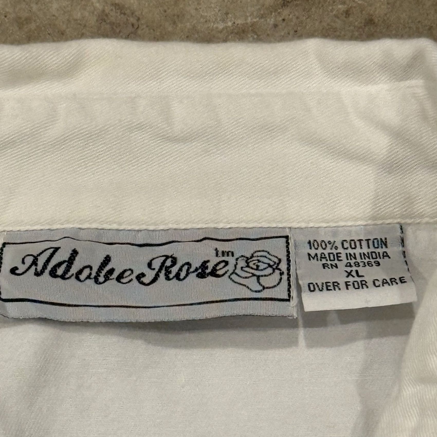 Vintage VINTAGE Adobe Floral Style Button Up Shirt Womens XL White 90s Western Short Sleeve 100% Cotton Womens Size XL / US 12-14 / IT 48-50 - 4 Thumbnail