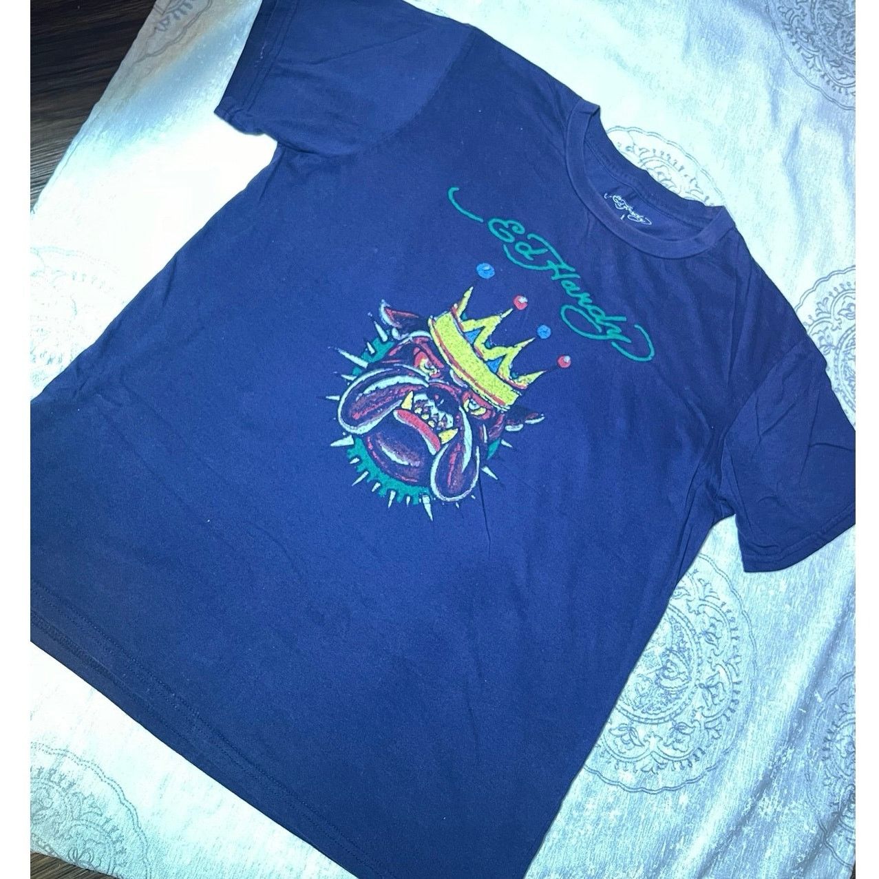 Ed Hardy ED HARDY BULLDOG NAVY BLUE T-SHIRT Mens SIZE L Size US L / EU 52-54 / 3 - 2 Thumbnail
