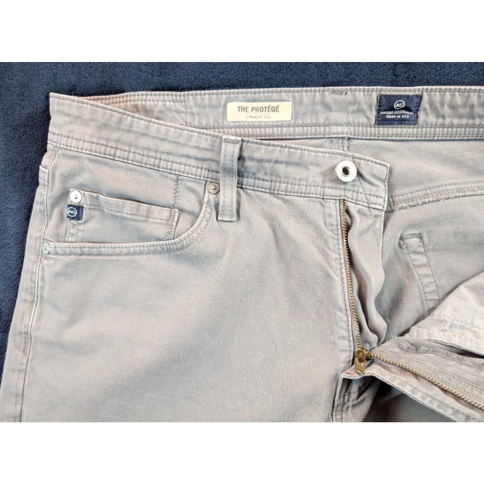 Vintage AG Adriano Goldschmied The Protégé Straight Leg Pants 36x34 Gray Men's 5-Pocket Design Regular Size 36 Front Flat 30 Inseam Cotton Blend Vintage: No Size US 36 / EU 52 - 3 Thumbnail
