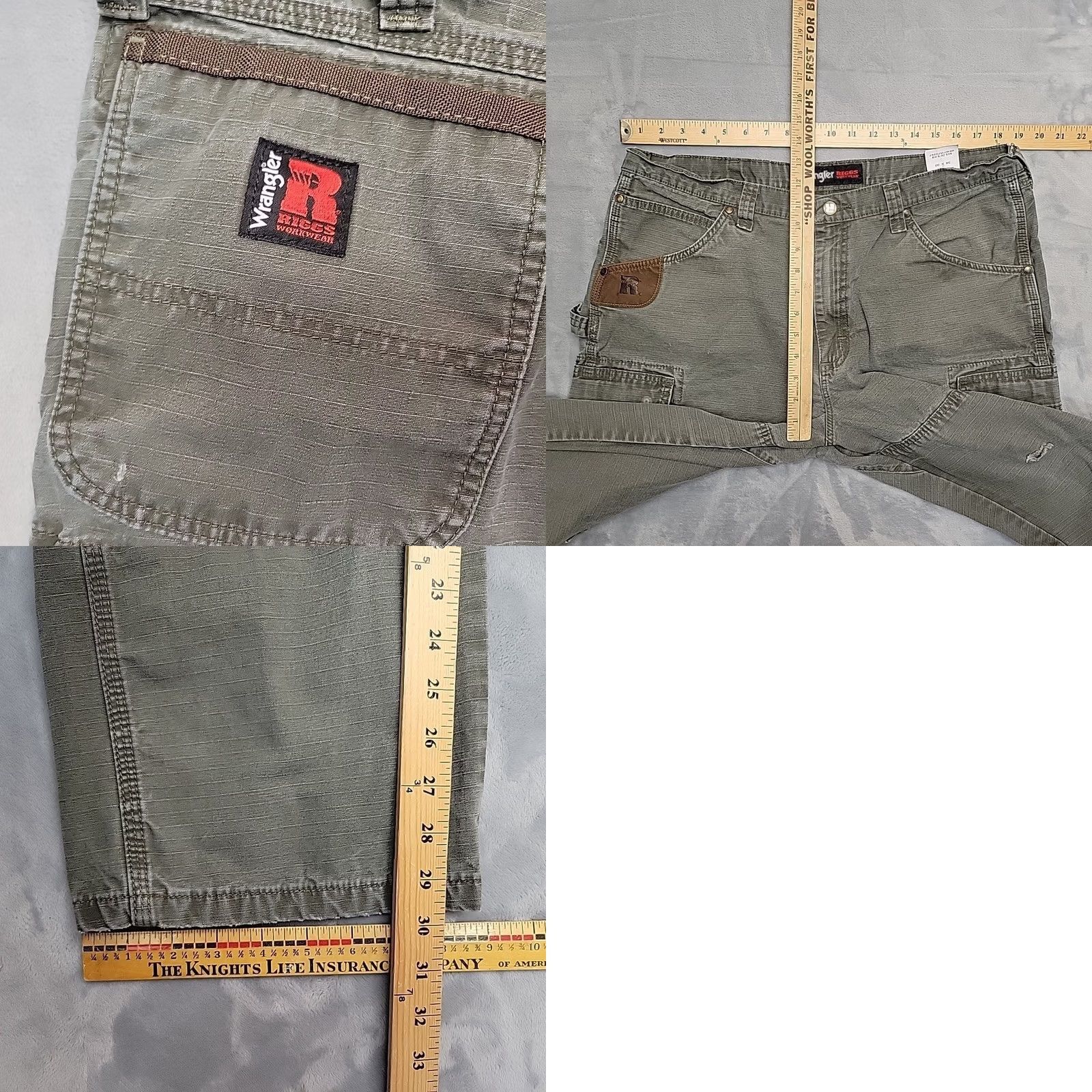 Wrangler Wrangler RIGGS Workwear Cargo Pants Mens 38x30 Green Double Knee Carpenter Workwear Size US 38 / EU 54 - 8 Thumbnail