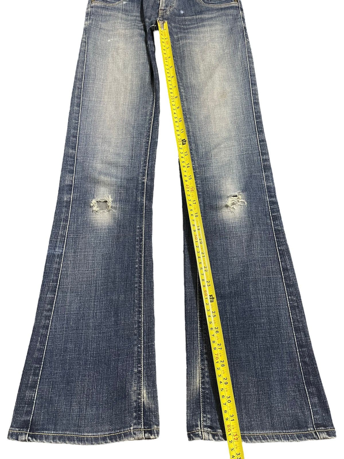 Ksubi Vintage Japanese Brand Blue Wash Distressed Bootcut Jeans Size 27" / US 4 / IT 40 - 13 Thumbnail