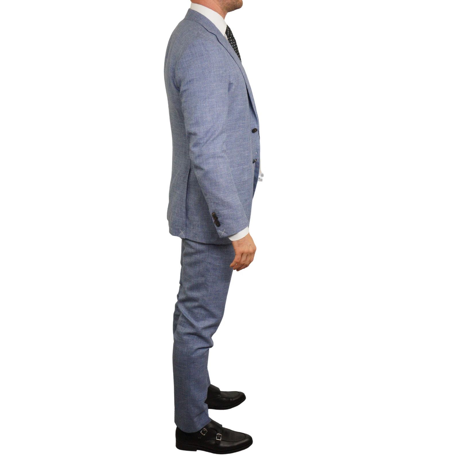 Suitsupply Men Suitsupply Suit Lazio Single Breasted Blue Linen US40 Size 40R - 2 Thumbnail