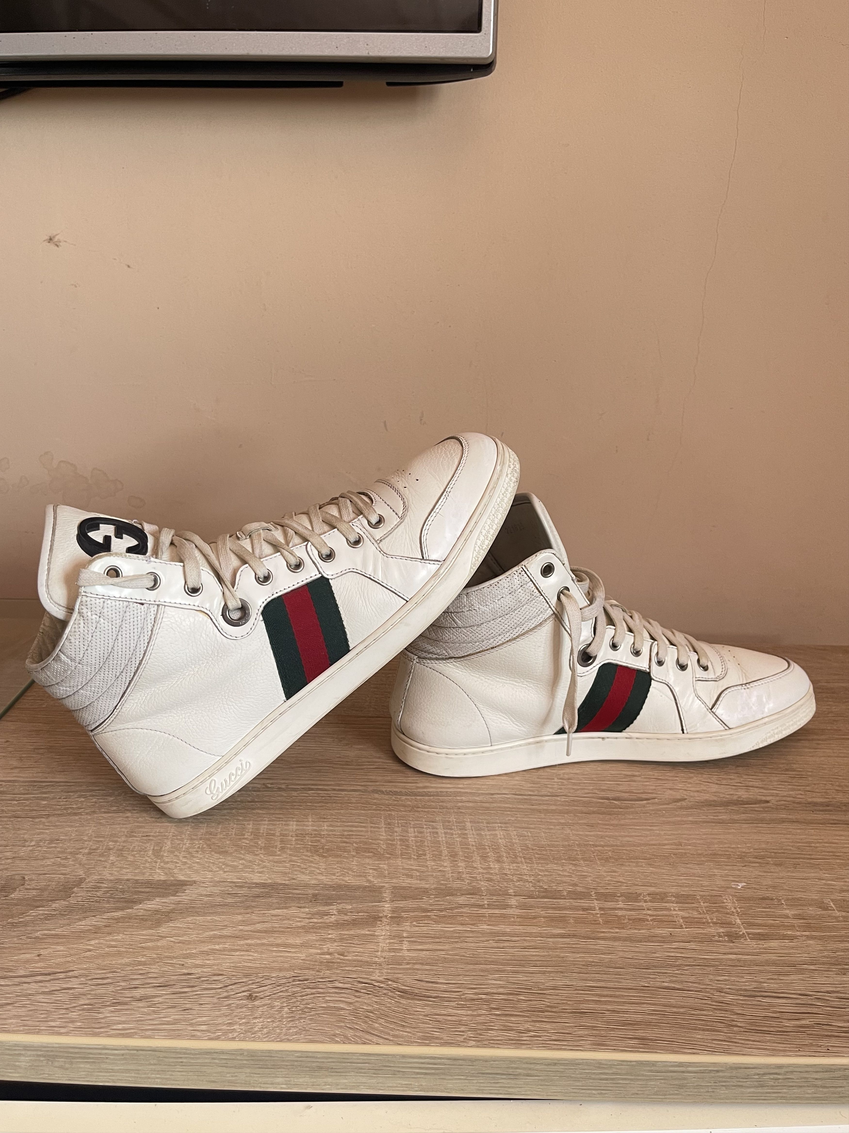 Gucci 🔥 vintage gucci hightop sneakers leather size 9 Size US 9 / EU 42 - 3 Thumbnail
