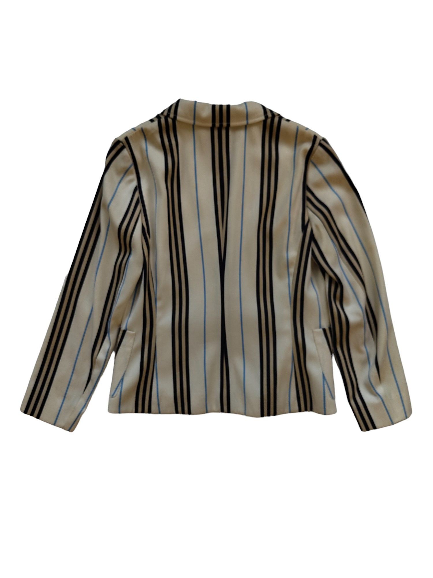Burberry Beige Wool Thin Blazer With Blue And Black/Khaki Stripes Size S / US 4 / IT 40 - 2 Thumbnail