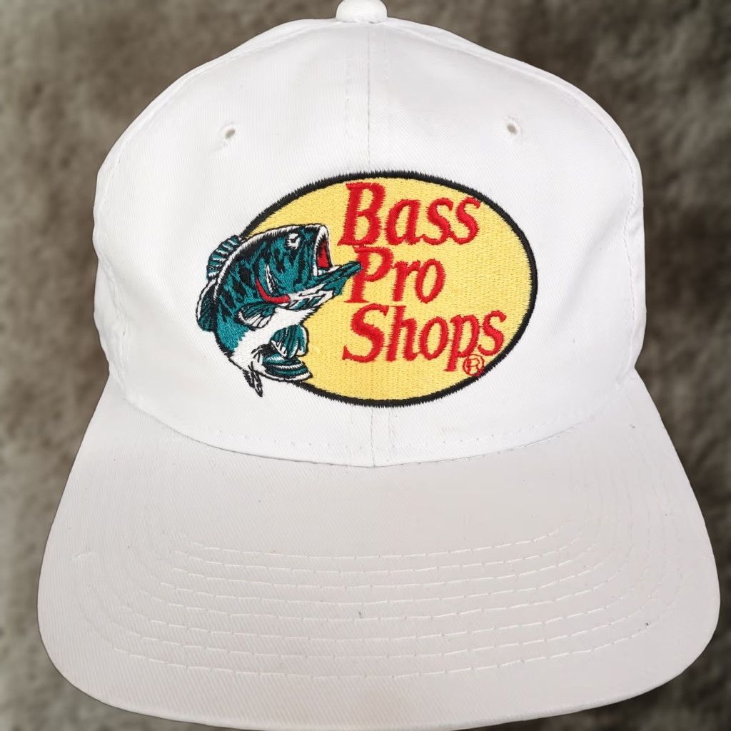 Bass Pro Shops BASS PRO SHOPS WHITE SNAPBACK TRUCKER BASEBALL CAP | One Size | Solid | Casual | Mens Size ONE SIZE - 1 Thumbnail