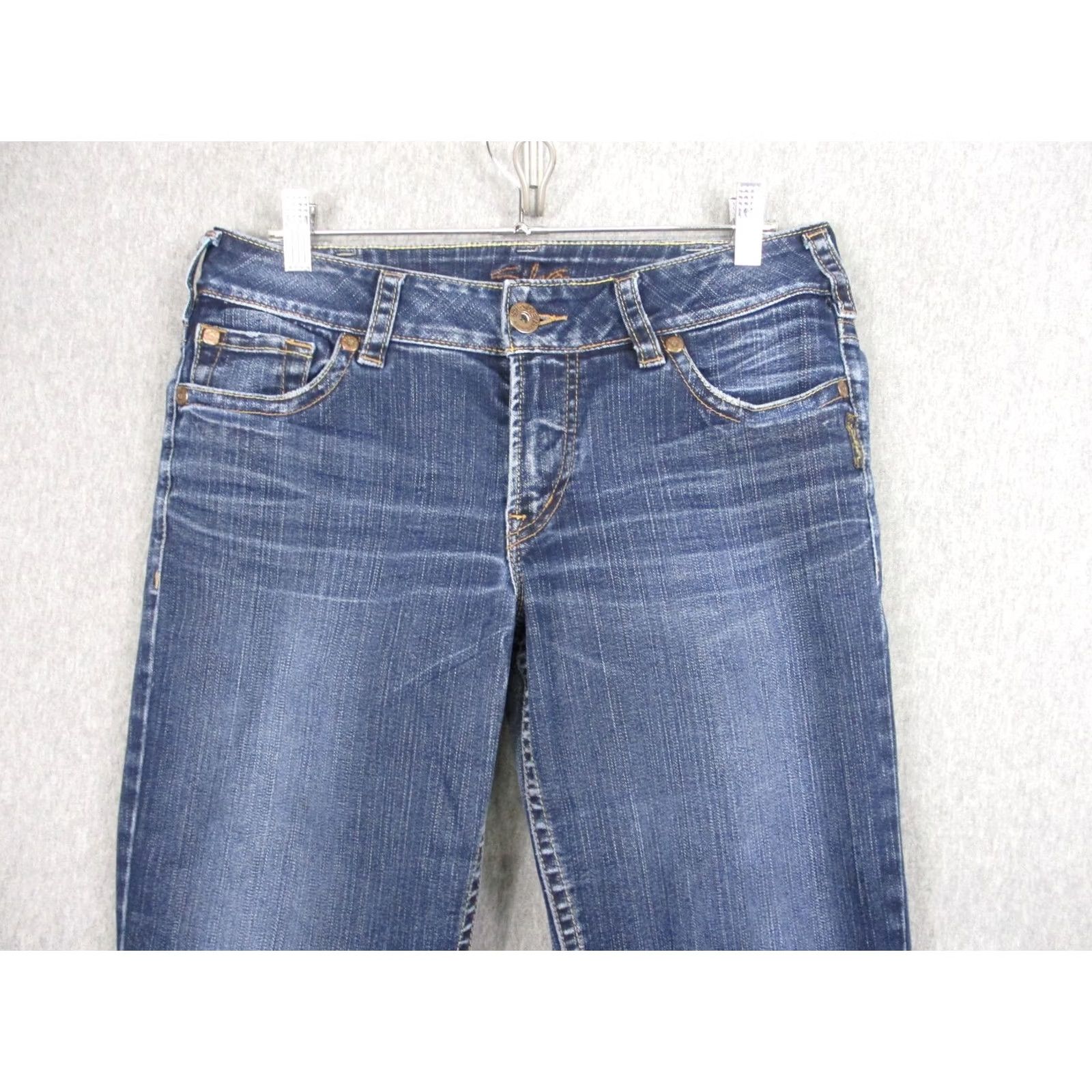 Silver Jeans Co. Silver Jeans Co Womens Suki Bootcut Jeans Medium Wash Blue W30x32 Distressed Size 30" / US 8 / IT 44 - 7 Thumbnail