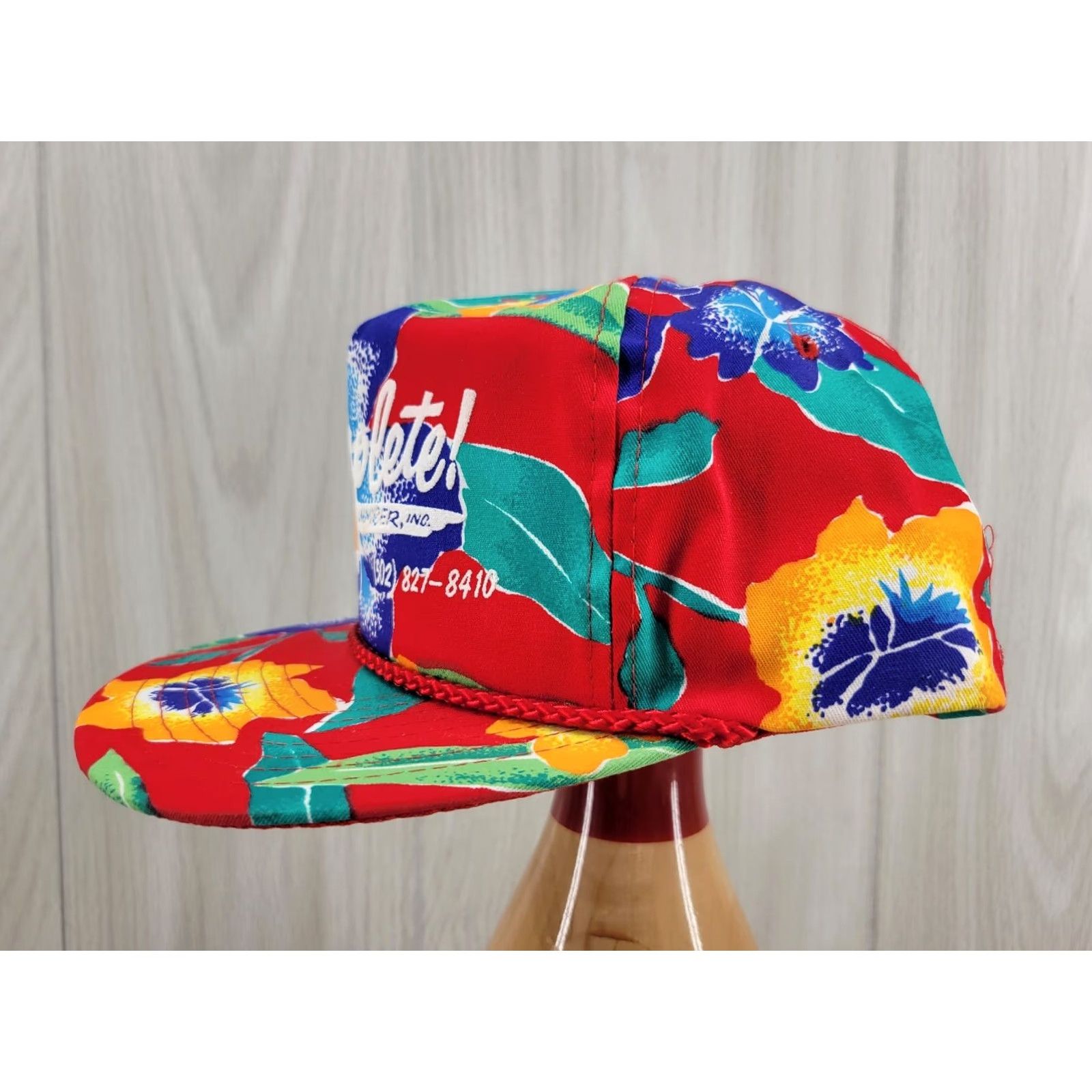 Roper VINTAGE 1980’s Rope Snapback Hat Trucker Cap Floral Complete Lumber INC Size ONE SIZE - 4 Thumbnail