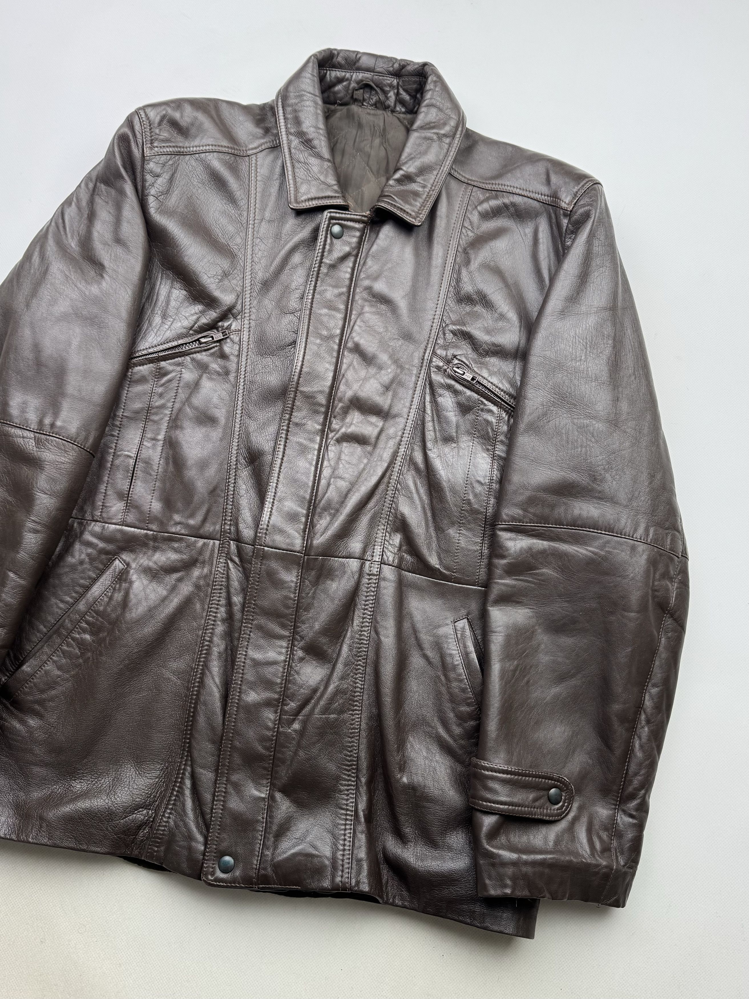 Vintage 90's Leather Jacket B95(V293)E2 Size US L / EU 52-54 / 3 - 3 Thumbnail