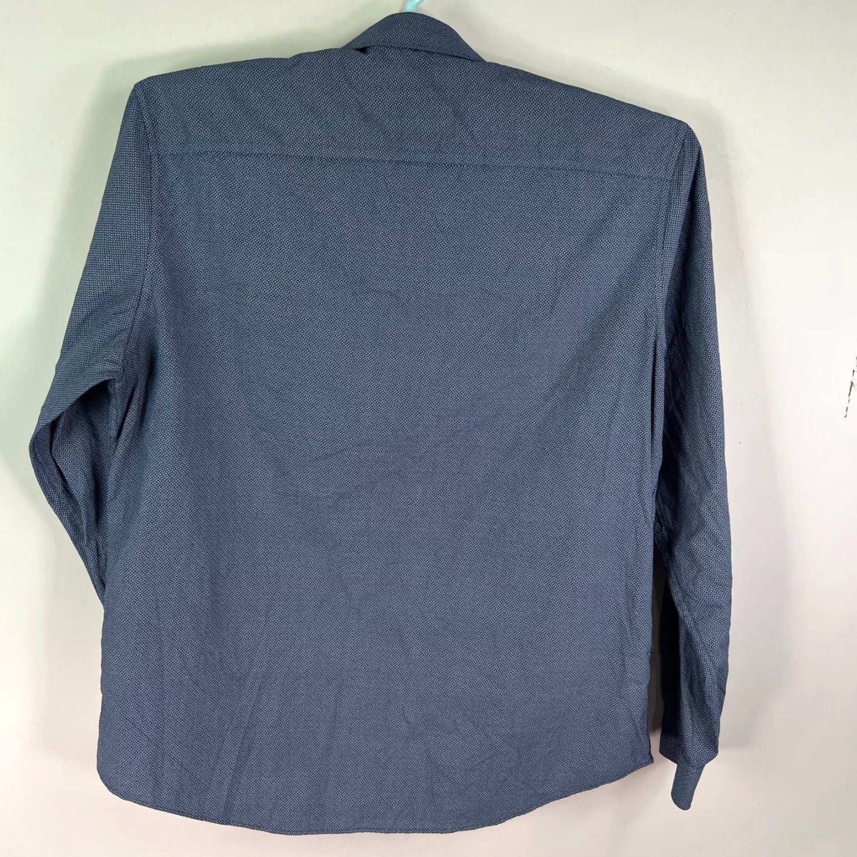 Calvin Klein Calvin Klein Collection Shirt Mens XL Blue Button-Up Long Sleeve Cotton Geometric Pattern Size US XL / EU 56 / 4 - 5 Thumbnail
