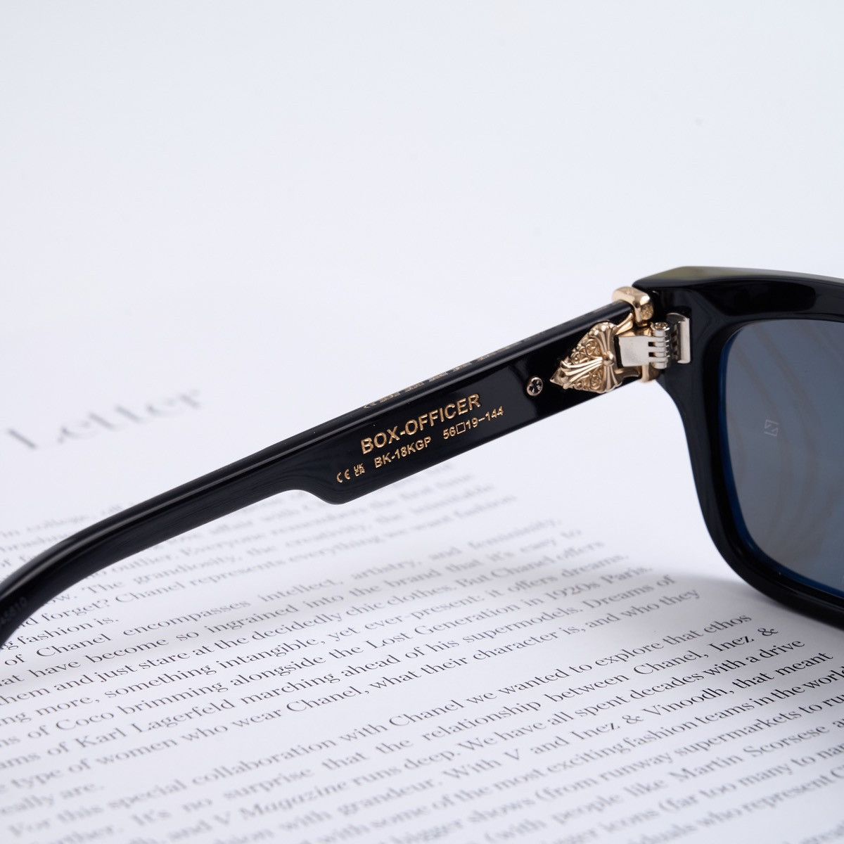 Chrome Hearts CHROME HEARTS BOX-OFFICER BLACK - 18KGP SUNGLASSES Size ONE SIZE - 5 Thumbnail