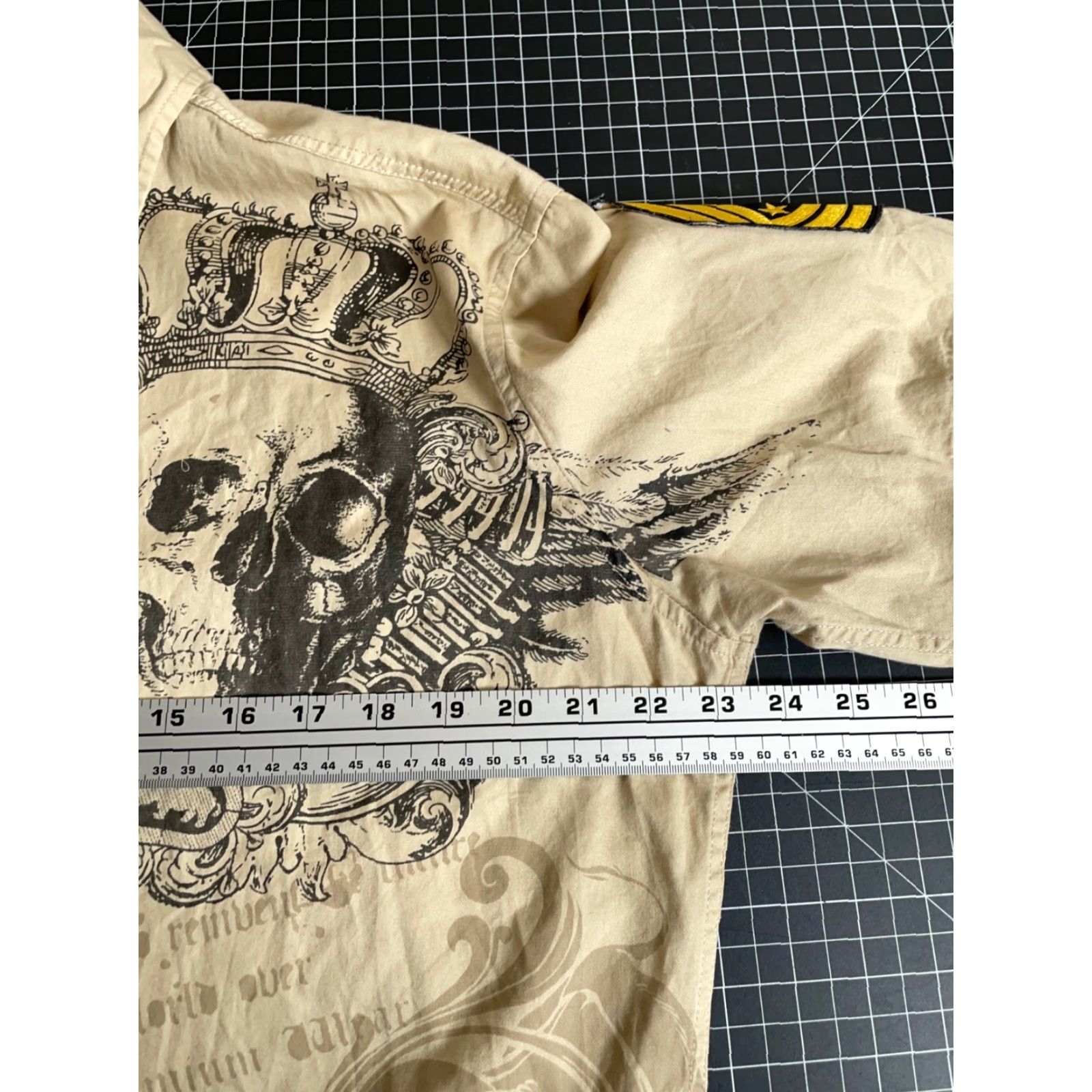 Ecko Unltd. VINTAGE Ecko Unltd. Skull Wings Military Shirt Adult Large Beige Geometric Hip Hop Mens Size US L / EU 52-54 / 3 - 5 Thumbnail